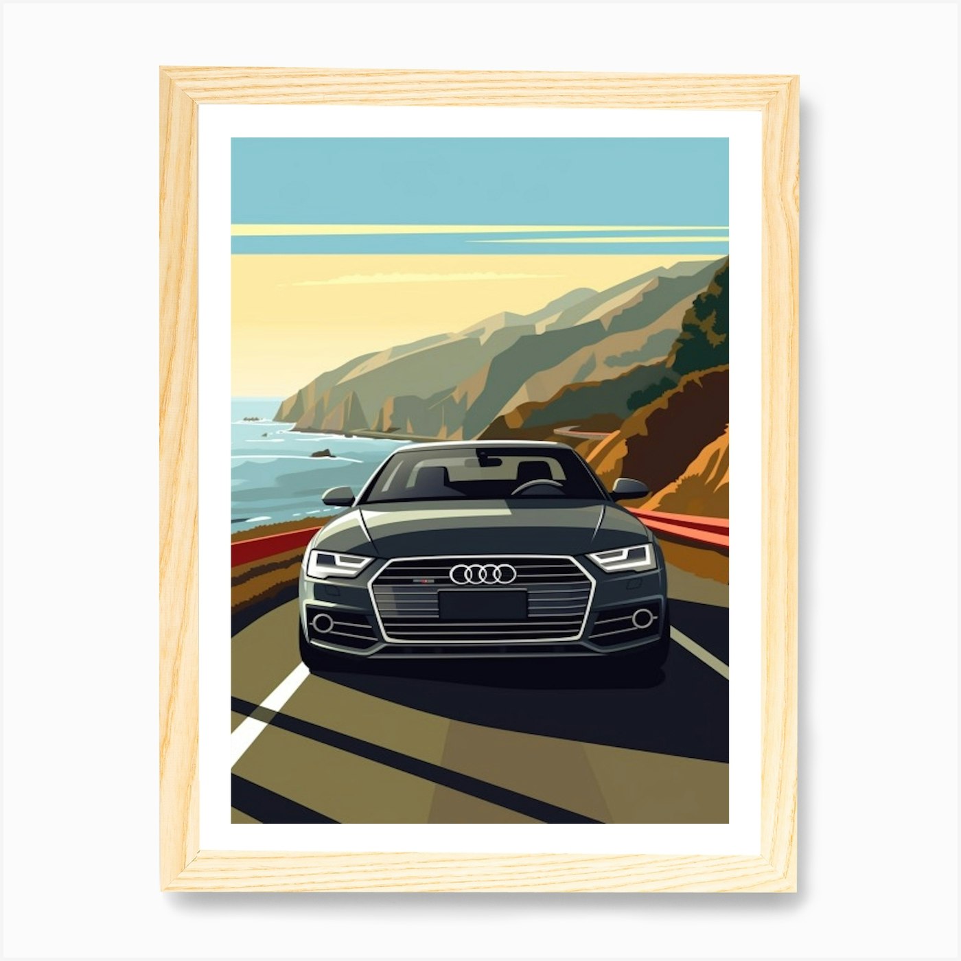 A Audi A4 Car In Icefields Parkway Flat Illustration 4 Art Print by  RetroRides Gallery - Fy
