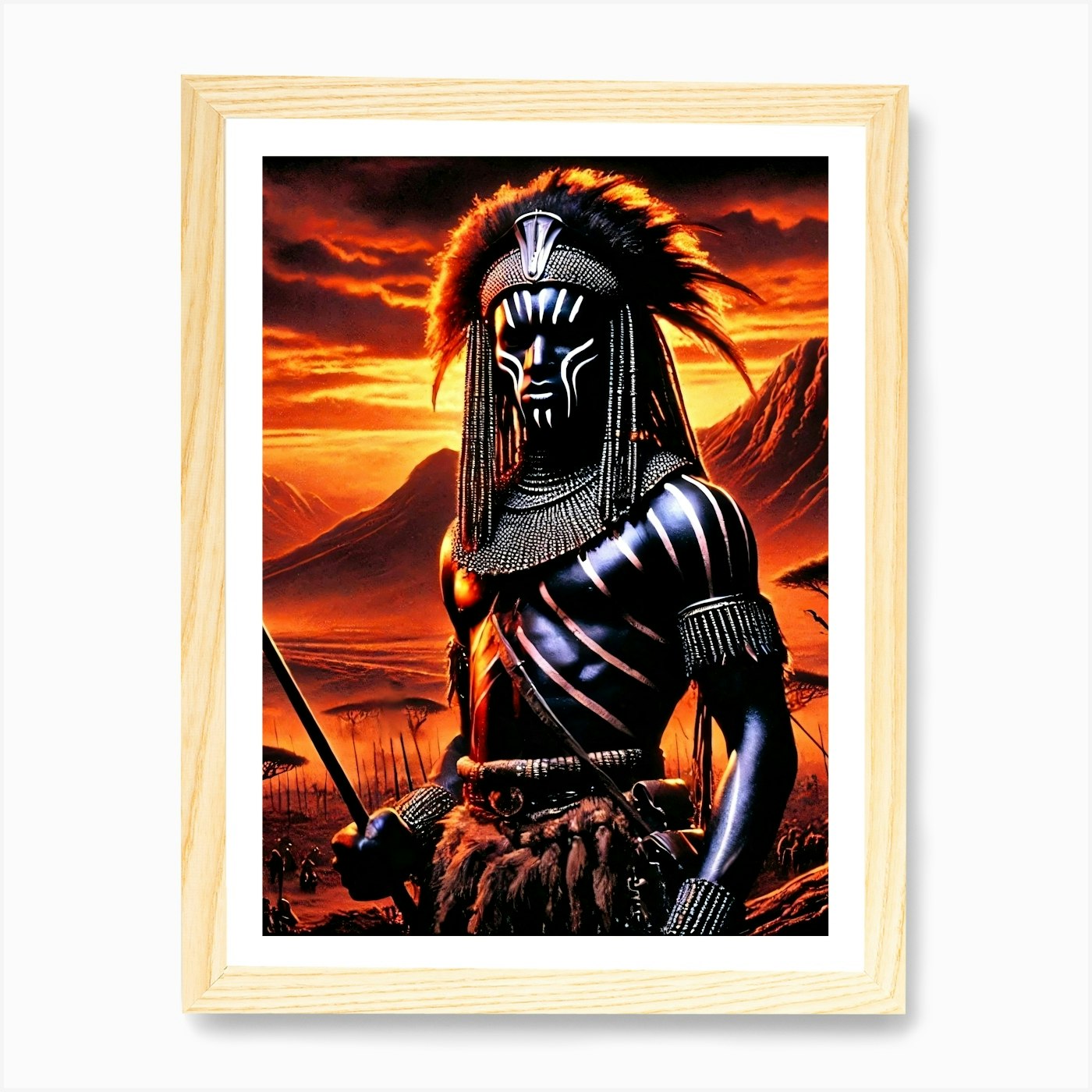 Zulu Warrior Portrait Art Print Framed Wall Art Poster Canvas Print Picture - Picture 4 of 4