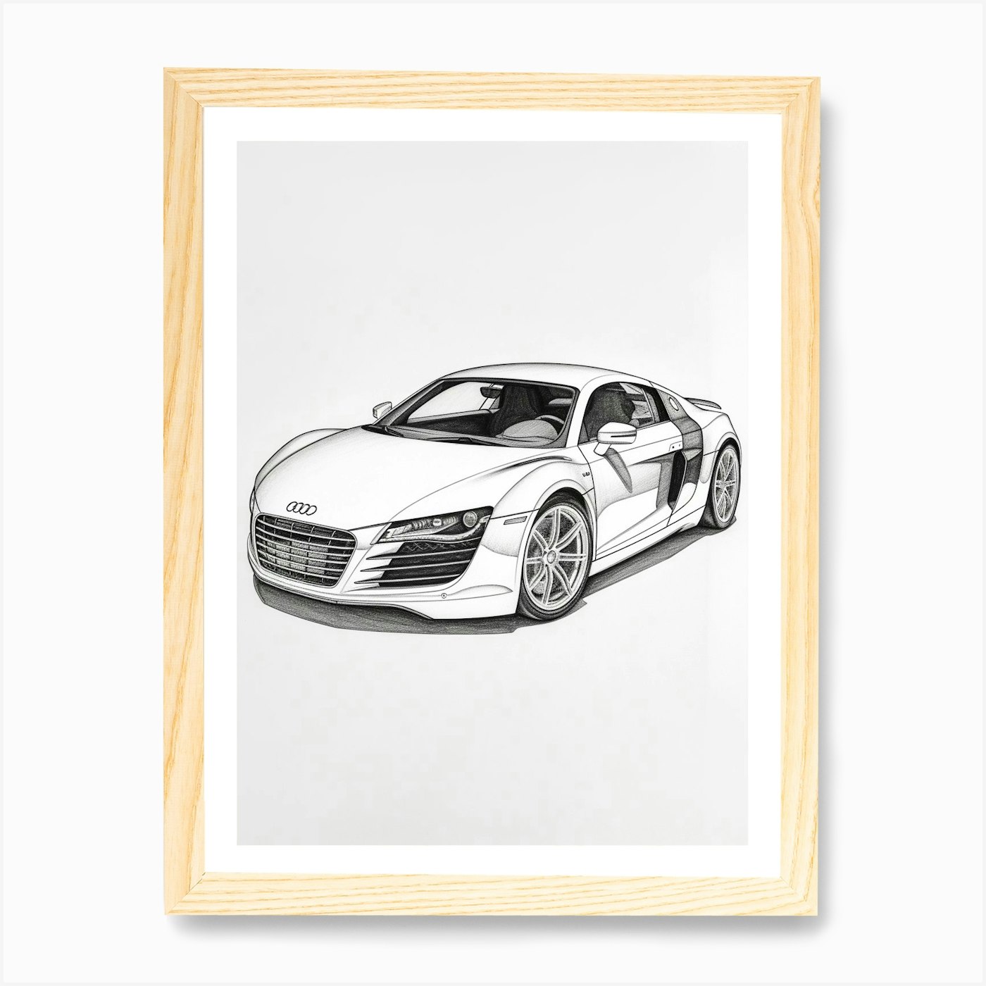 Audi R8 Line Drawing 9 Art Print by RetroRides Gallery - Fy