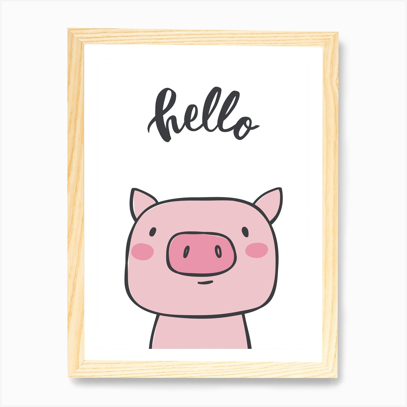 Hello Pig Wall Art Print | Fast shipping | Fy