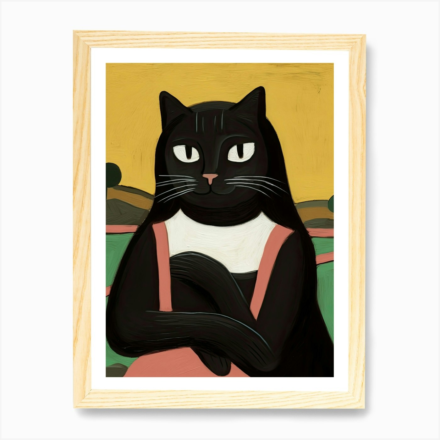 La Mona Lisa, schwarze Katze, Gioconda L gerahmtes Wandbild Poster Leinwanddruck Bild - Bild 4 von 4