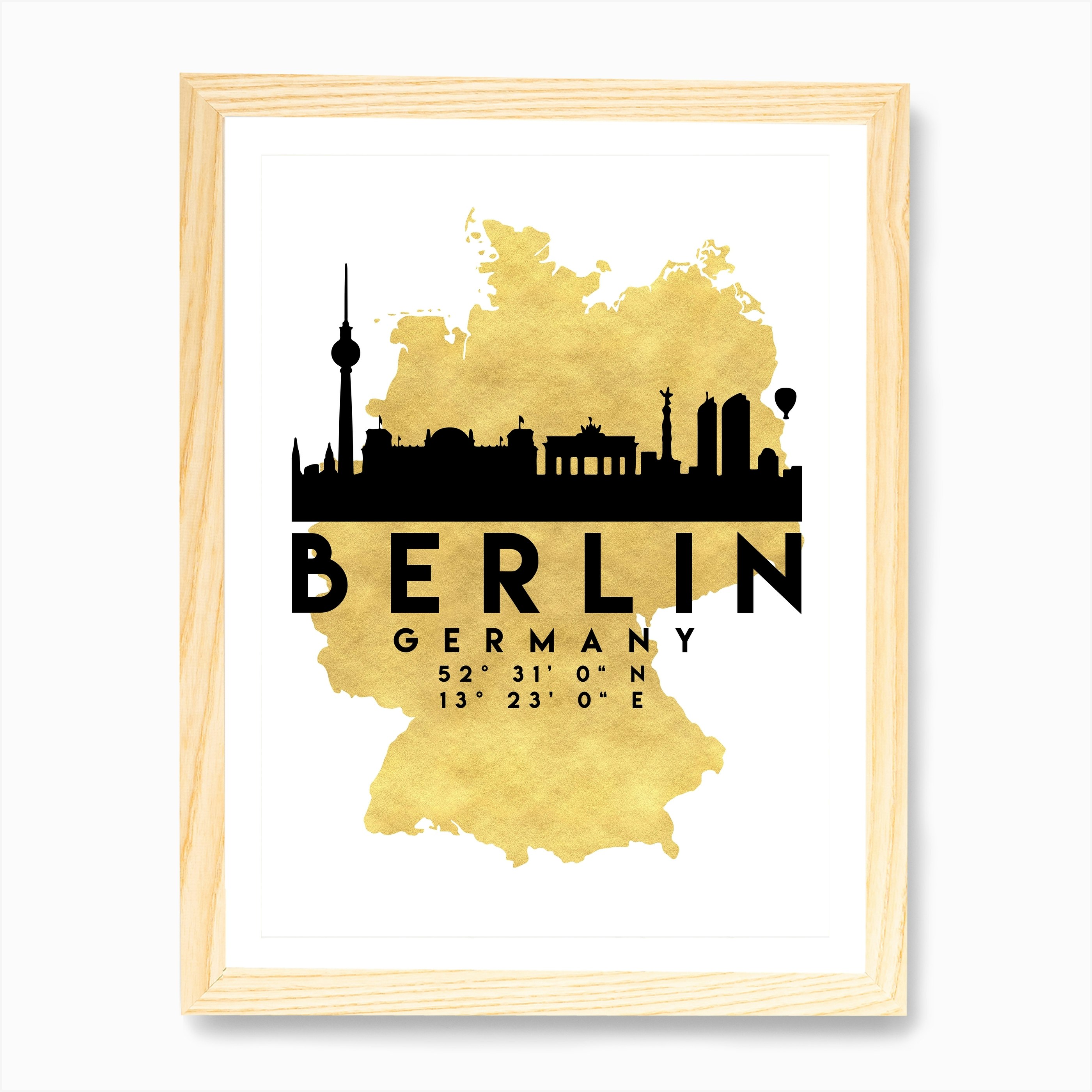 Berlin Germany Silhouette City Skyline Map Art Print by Deificus - Fy