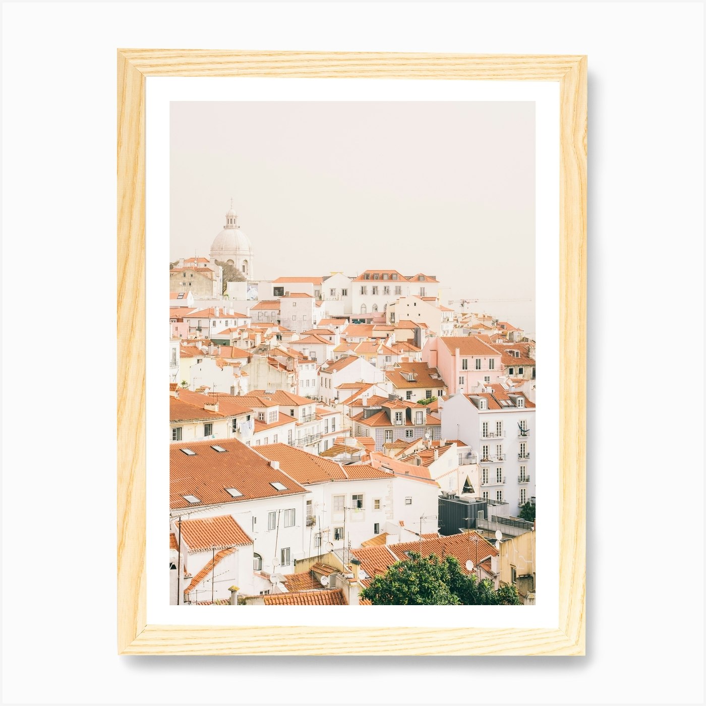 Póster arte de pared enmarcado paisaje urbano en los tejados Lisboa Portugal lienzo impresión cuadro - Imagen 4 de 4