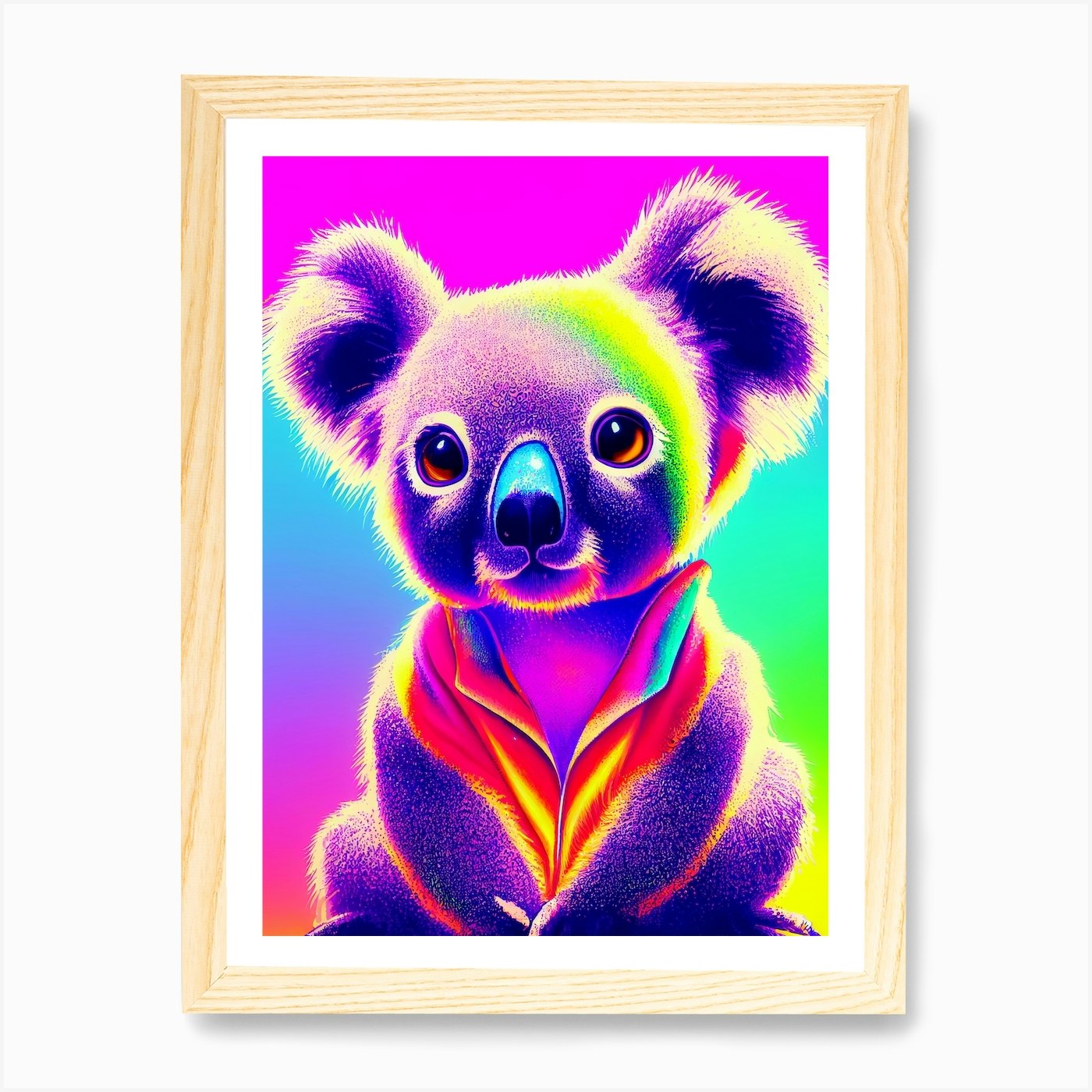Neon Koala Bear Art Design, Digital Download Png File. 