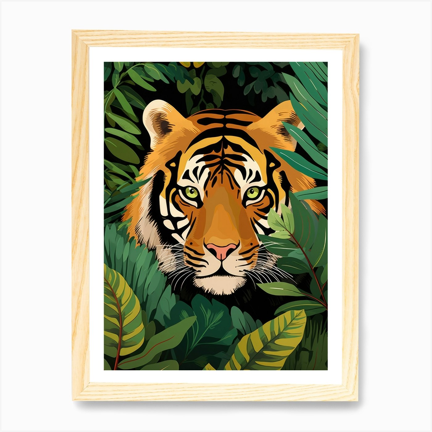 Tiger In The Jungle 4 Art Print Framed Wall Art Poster Canvas Print Picture - Picture 4 of 4