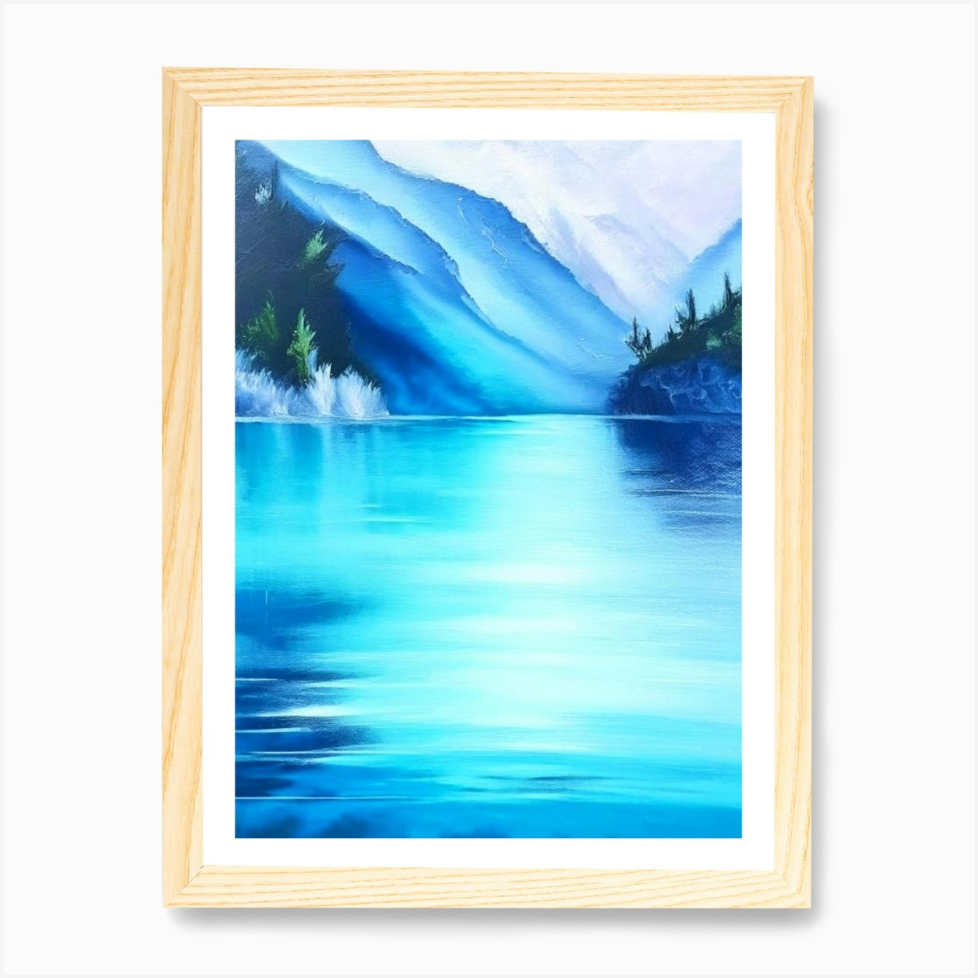 Blue Lake Landscapes Waterscape Mar Framed Wall Art Poster Canvas Print Picture - Picture 4 of 4