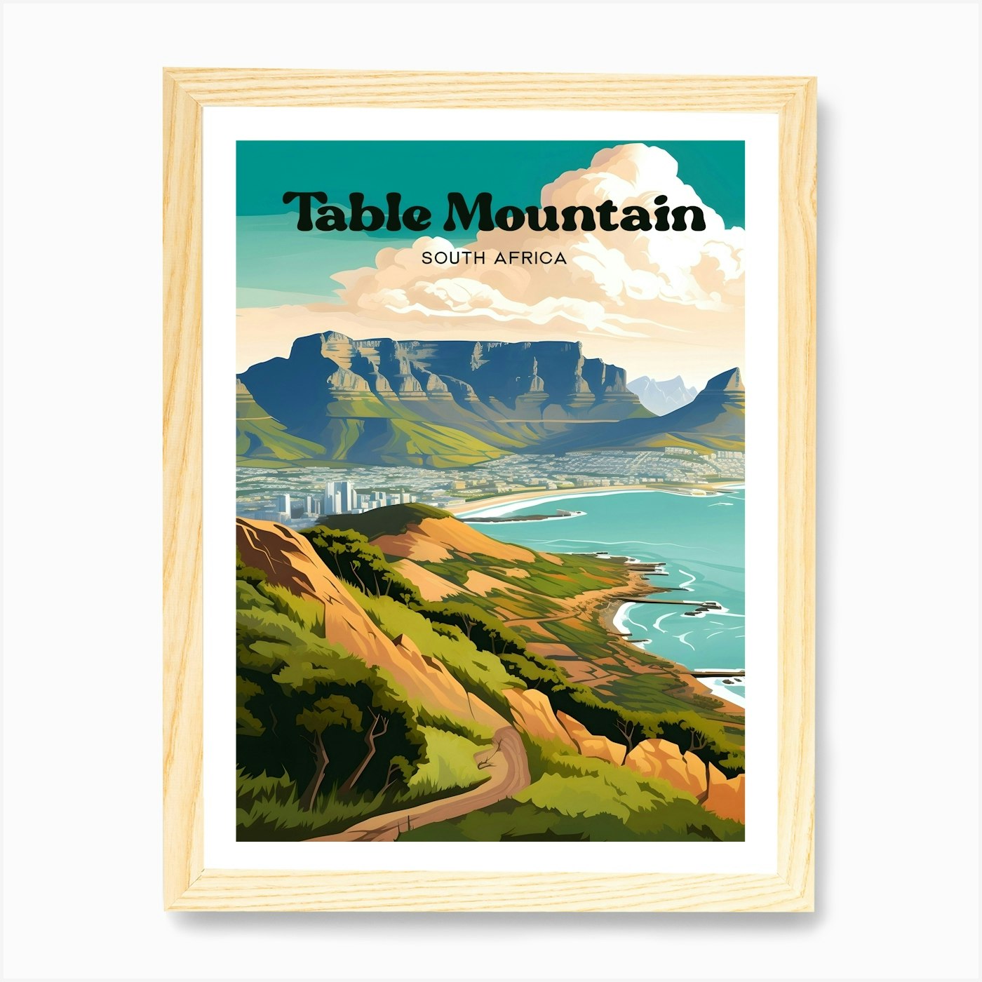 Tafelberg Südafrika Landsca gerahmtes Wandbild Poster Leinwanddruck Bild - Bild 4 von 4