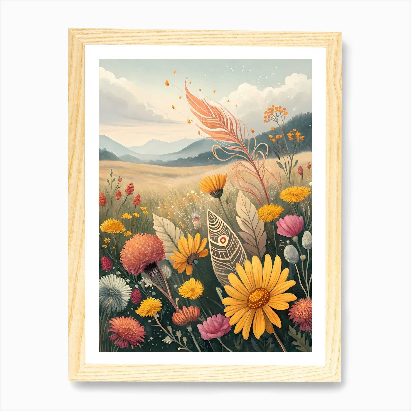Oil Painting Style Bohemian Mountai Framed Wall Art Poster Canvas Print Picture