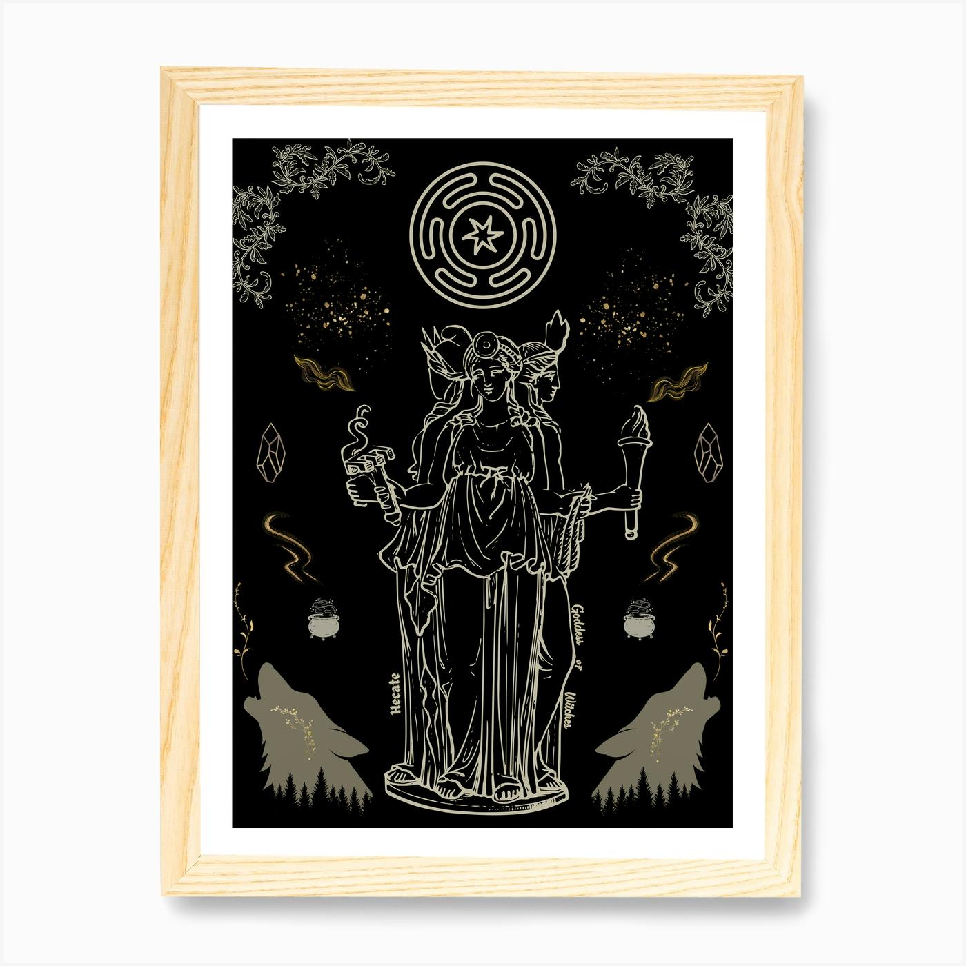 Amazon.com: The Goddess Hecate Tarot Card Poster (Black & Gold) - Triple  Moon Goddess Hekate Triformis - Pagan Witch Wall Art Home Decor (18
