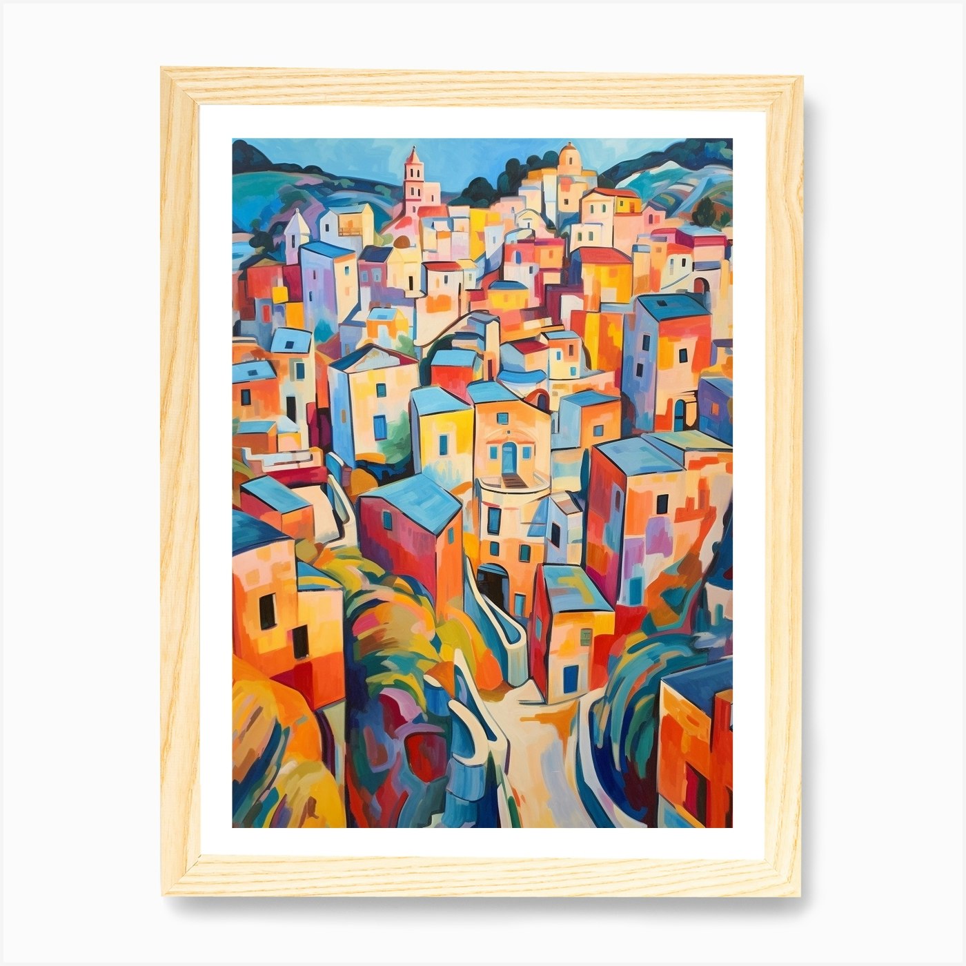 Matera Italy 1 Fauvist Painting Art Framed Wall Art Poster Canvas Print Picture - Picture 4 of 4