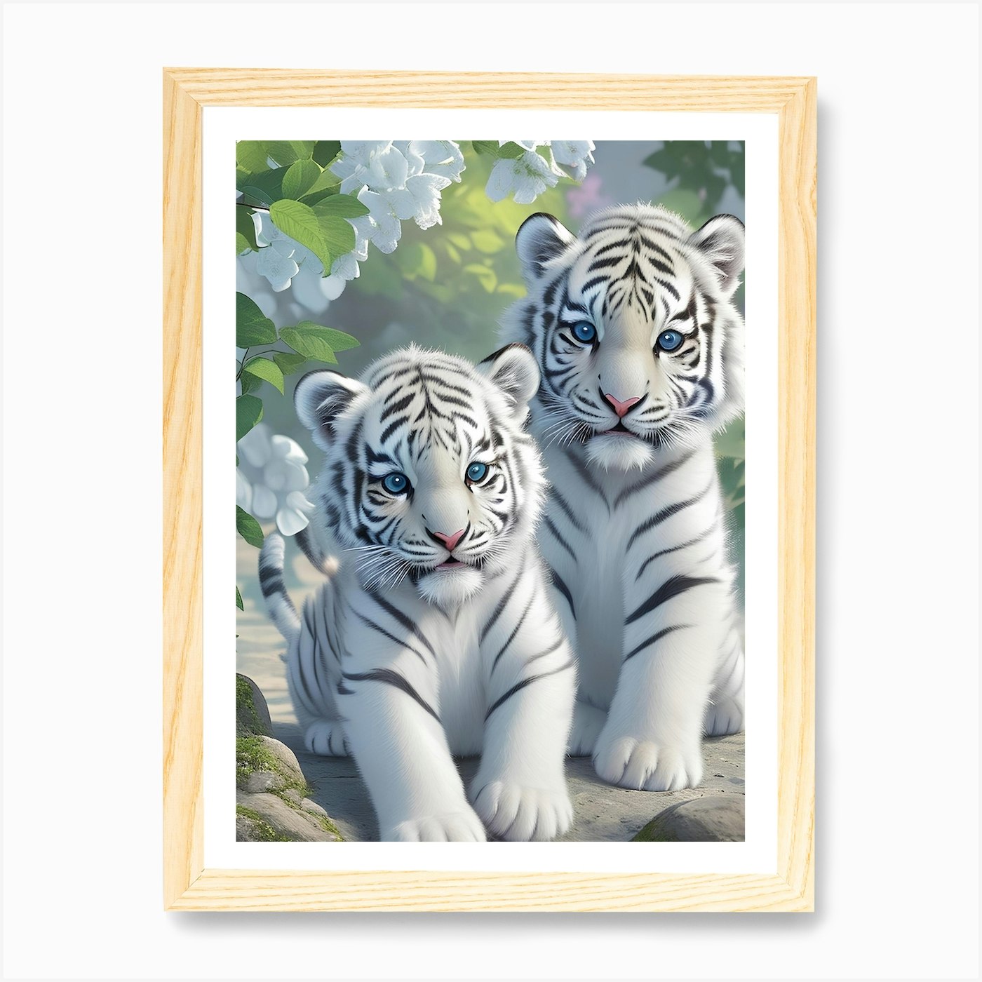 Crystal Art Loving Embrace Framed DIY Diamond Painting Craft Kit, White  Mama Tiger & Cub On Pre-Mounted On Stretched Canvas Wood Frame, XL Size: 65  X