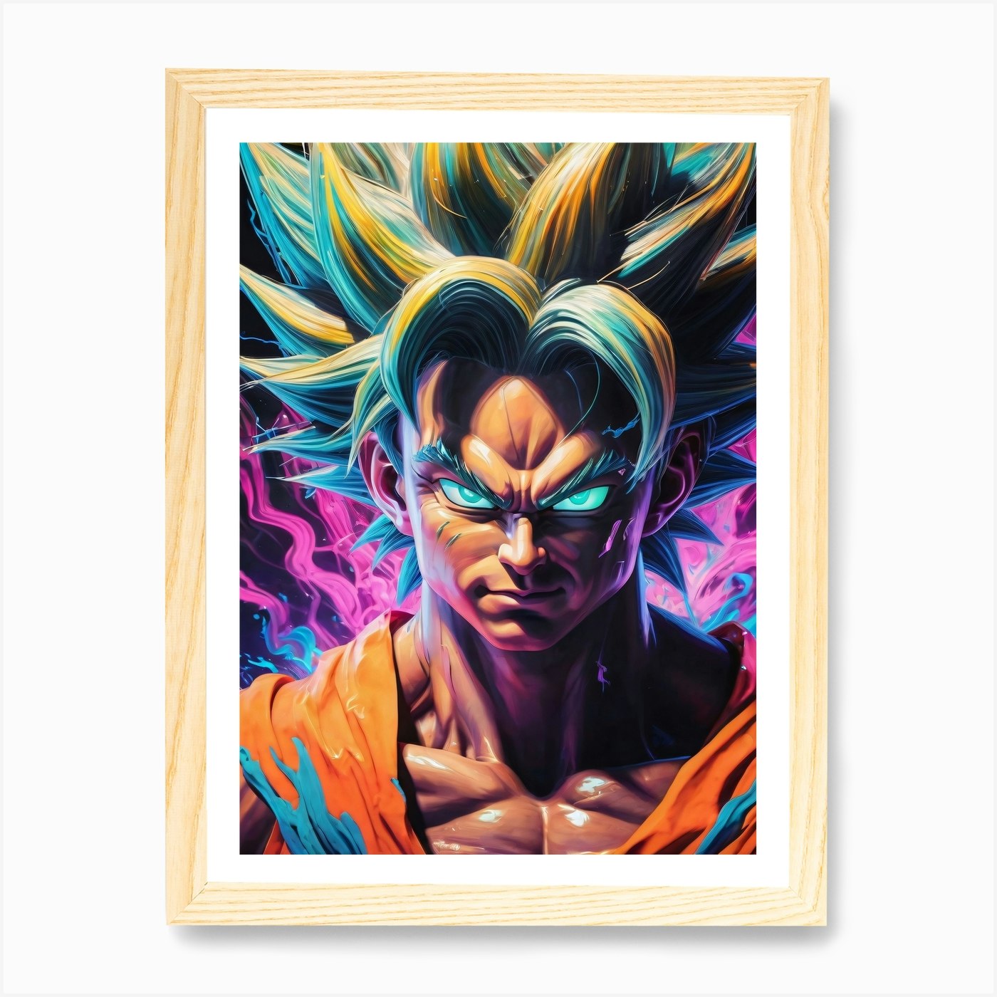 Goku Dragon Ball Z Neon Iridescent (32) Canvas Print