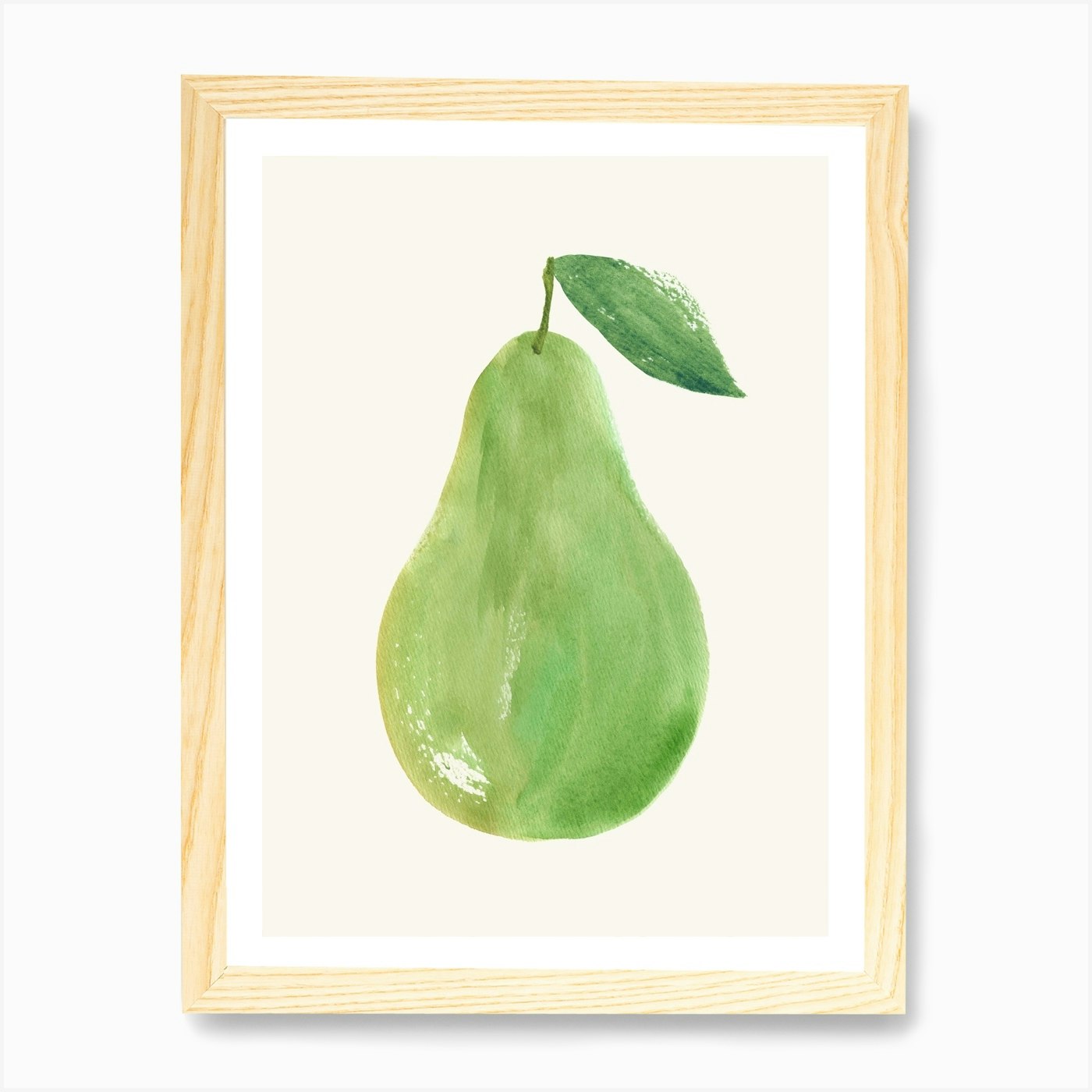 Pintura de acuarela verde pera fruta enmarcada arte de pared póster lienzo impresión cuadro - Imagen 4 de 4