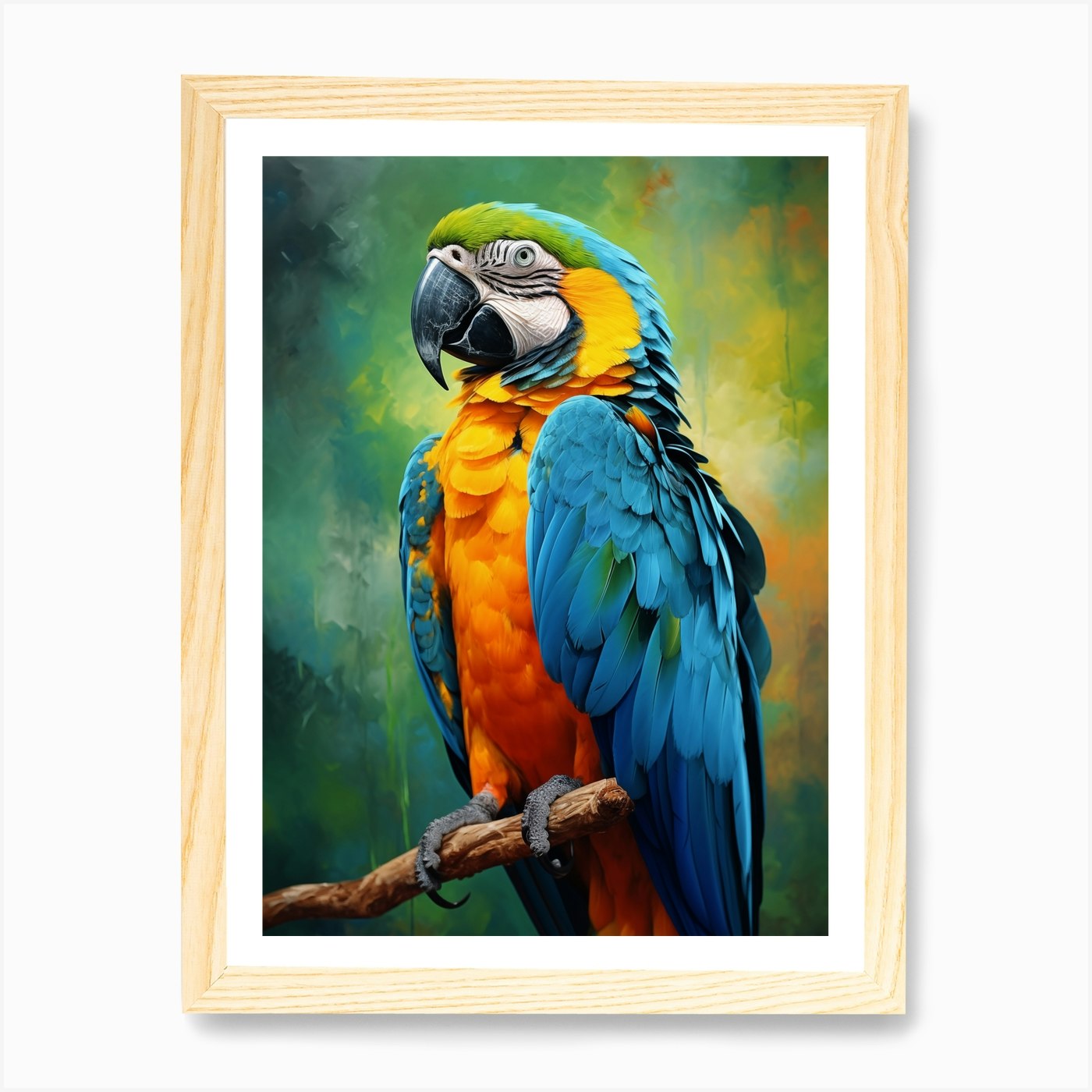 Kemry Macaw Parrot with Yellow and Blue Feathers on Canvas Photograph Ebern Designs Size: 8 H x 12 W x 1.25 D