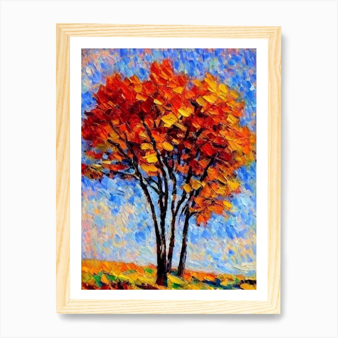 Birch tree Abstract Block Colour Ar Framed Wall Art Poster Canvas Print Picture - Picture 4 of 4