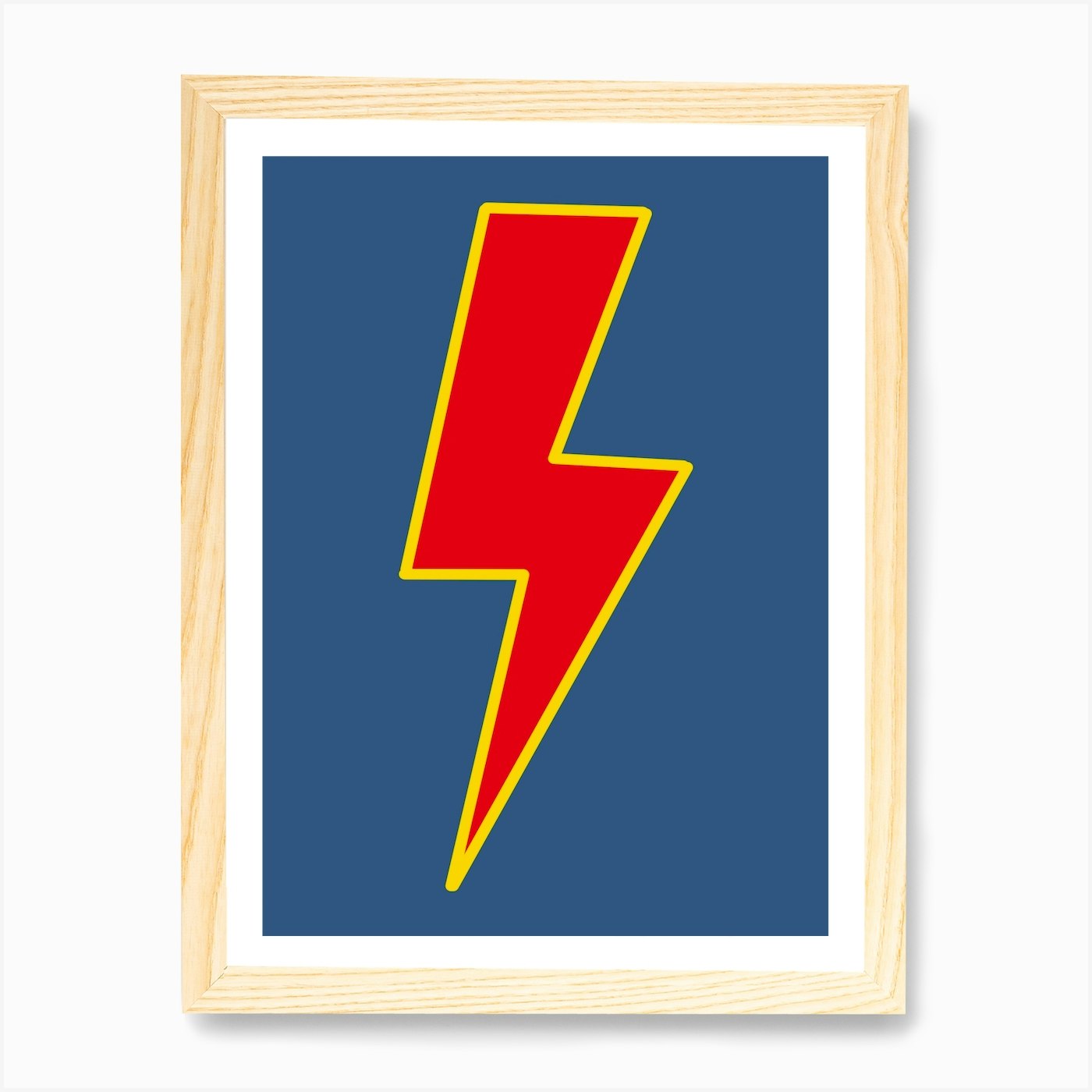 Blue, Yellow & Red Lightning Bolt Art Print by Plum Tree Prints - Fy