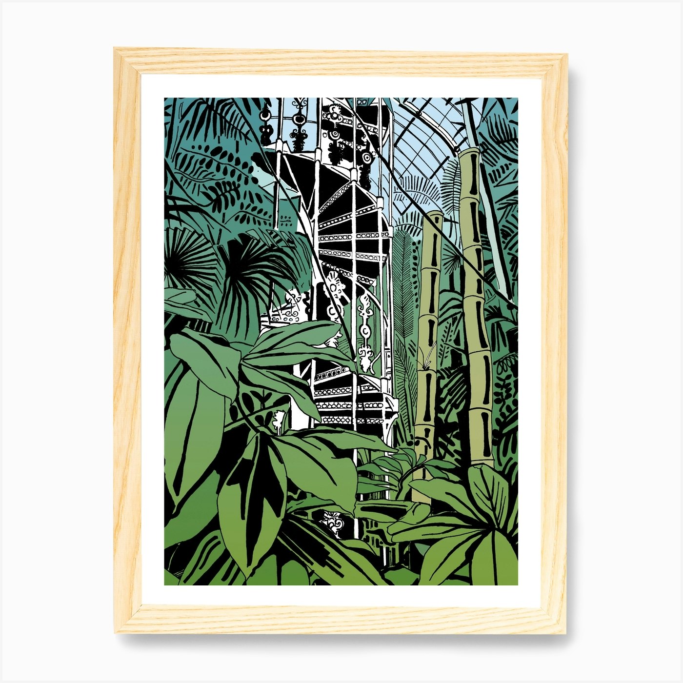 Kew Gardens Palm House Spiral Stair Framed Wall Art Poster Canvas Print Picture - Picture 4 of 4