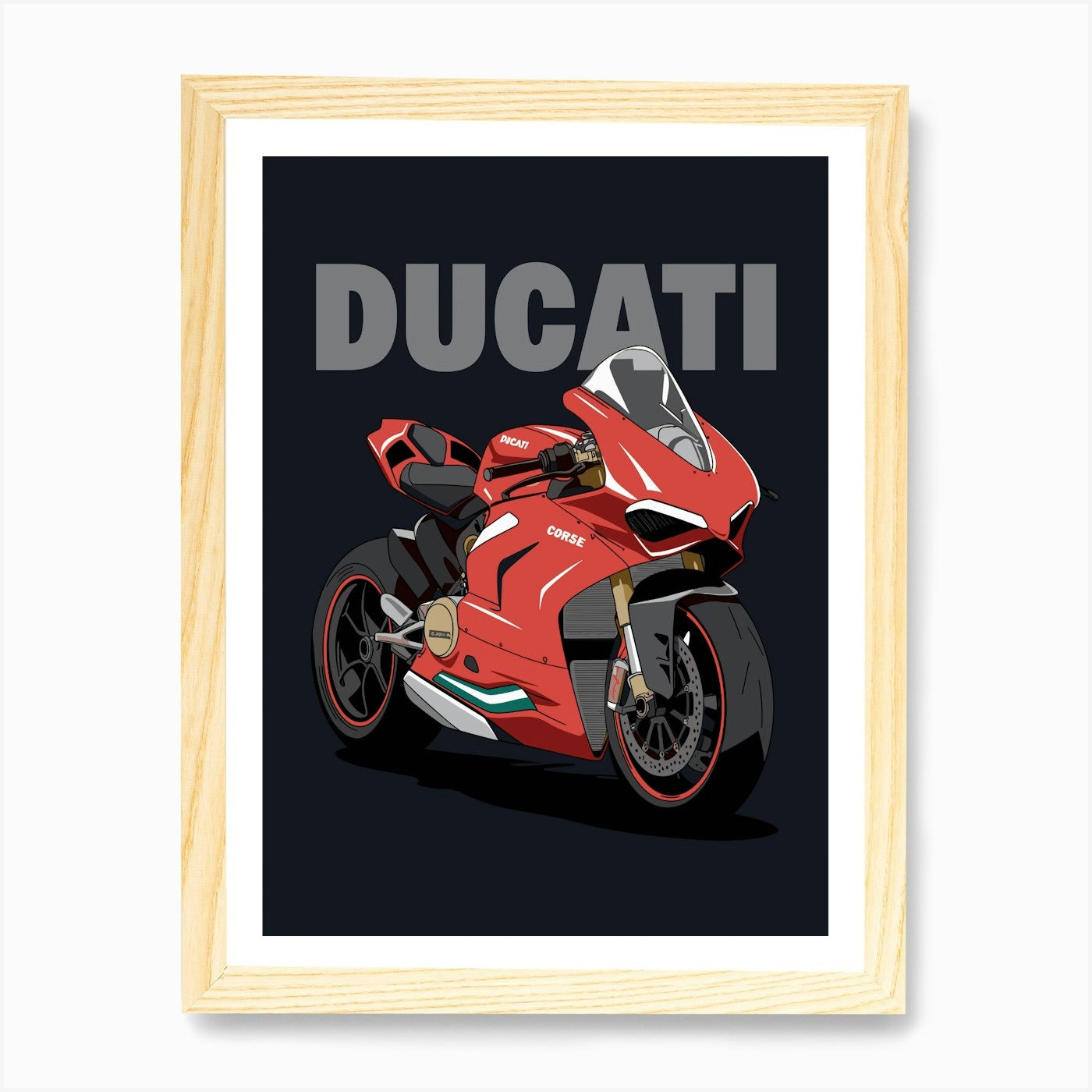 Ducati Corse Red Art Print Framed Wall Art Poster Canvas Print Picture