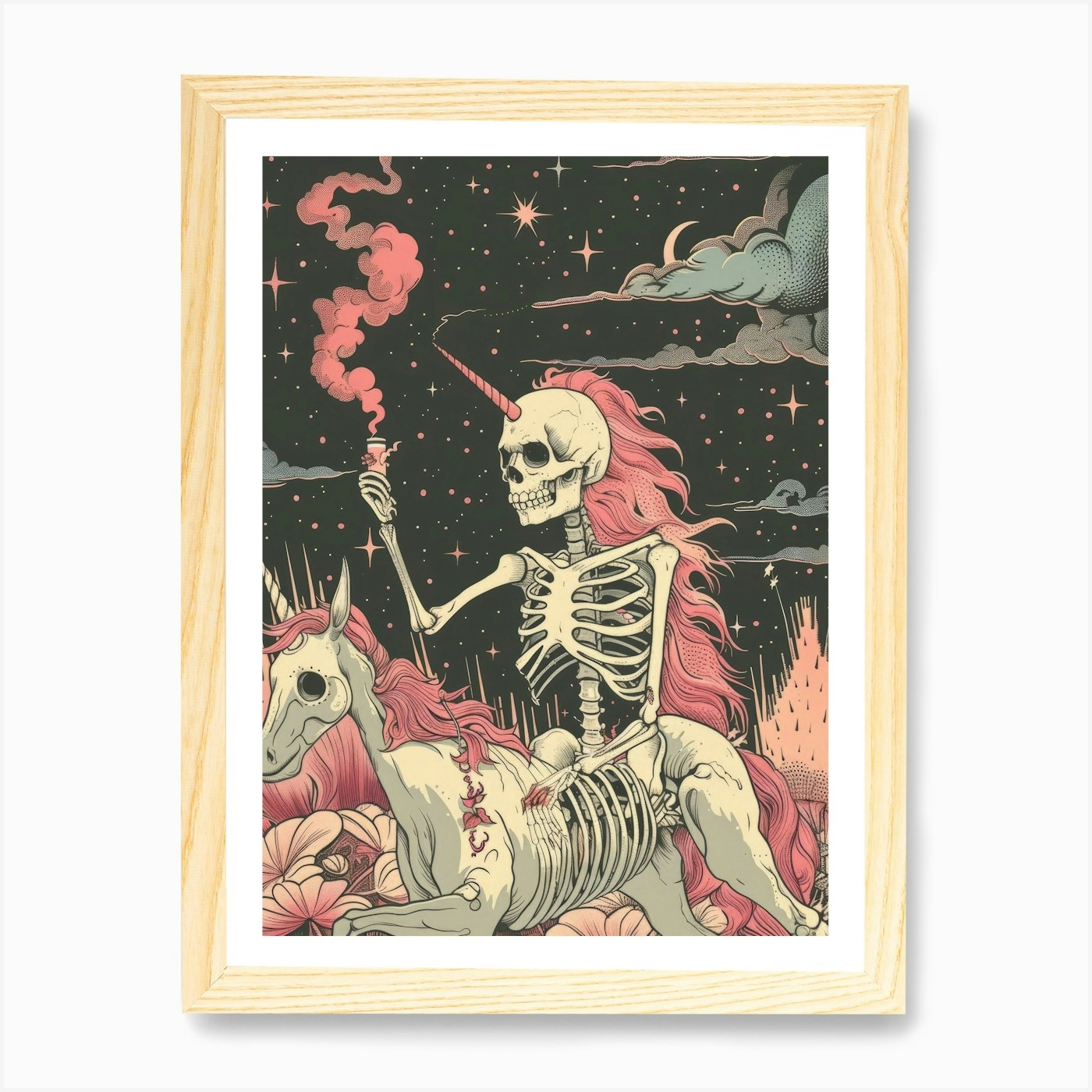 Unicorns And Skeletons Art Print Fr Framed Wall Art Poster Canvas Print Picture - Picture 4 of 4