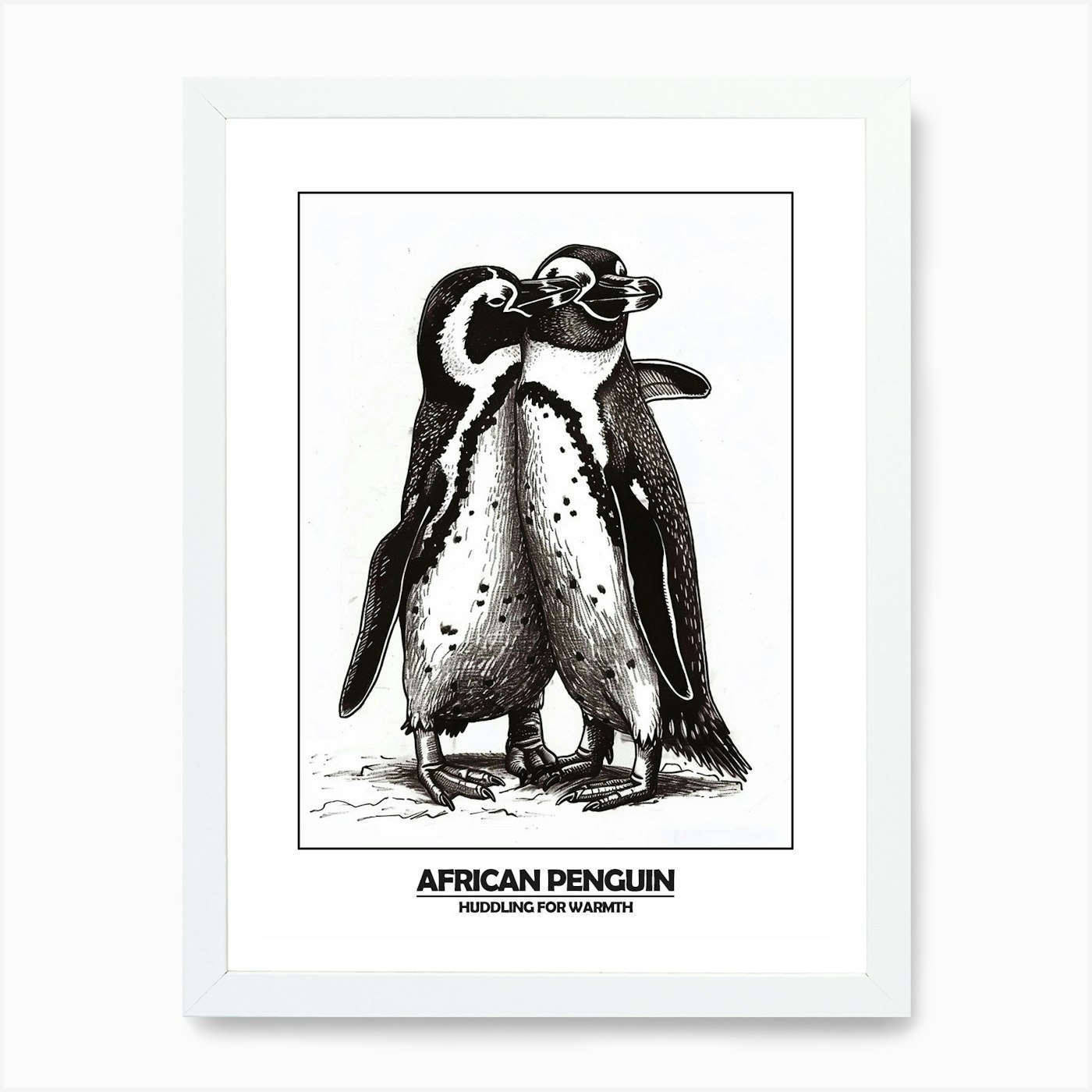 Penguin Huddling For Warmth Poster Framed Wall Art Poster Canvas Print Picture - Picture 3 of 4