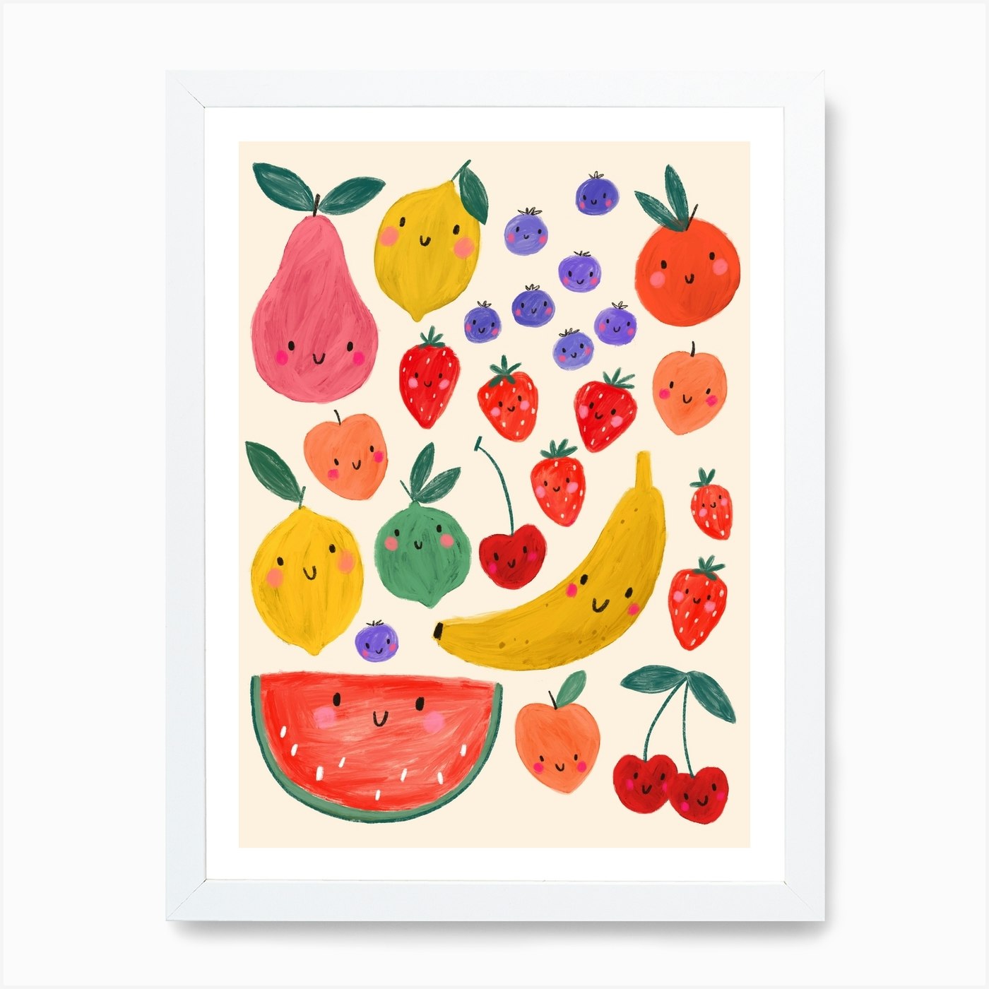 Happy Fruit Salad Art Print by Kate McFarlane - Fy