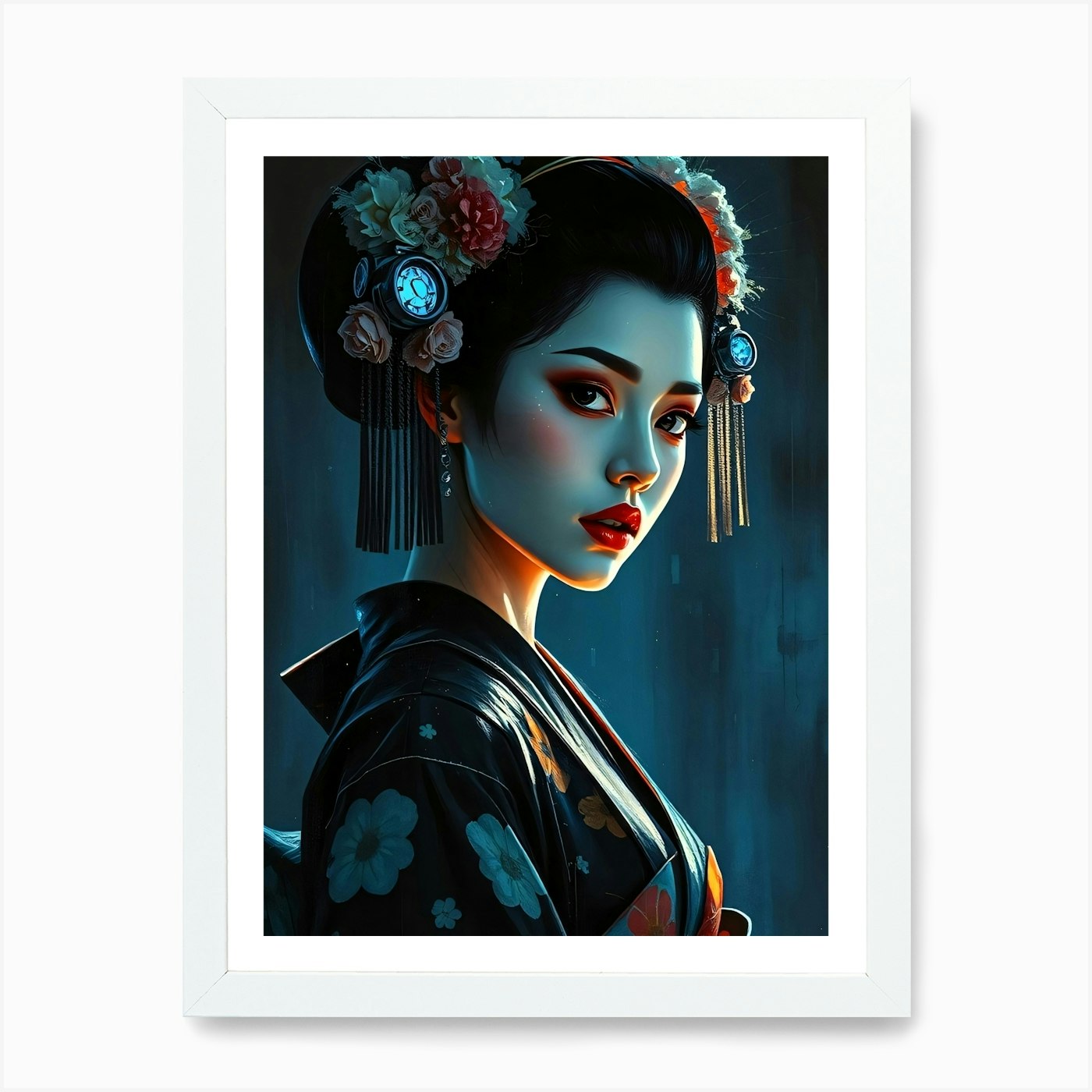 Geisha Painting - Diverse Art Illus Framed Wall Art Poster Canvas Print Picture - Picture 3 of 4