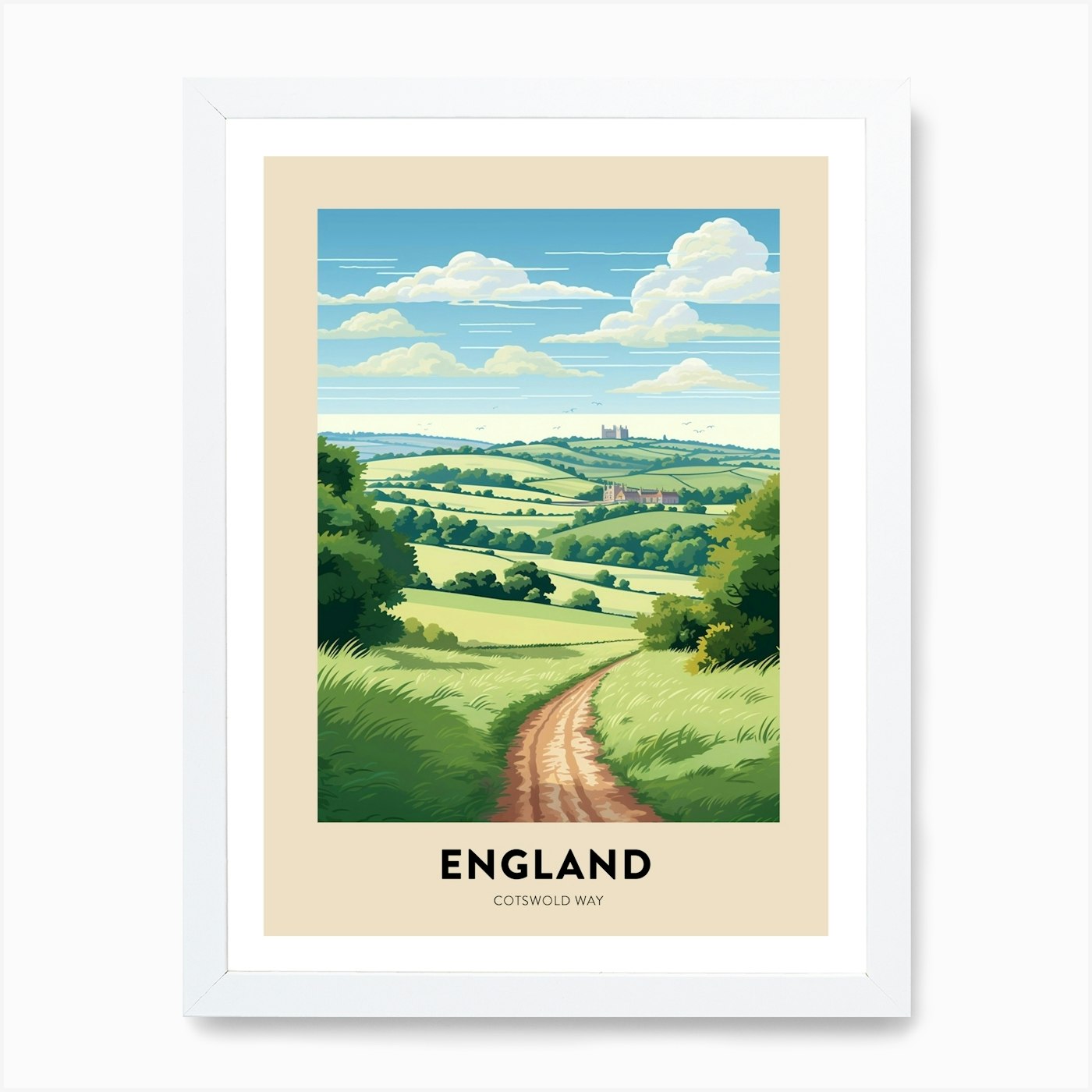 Póster arte de pared enmarcado Hiki vintage de Cotswold Way England 2 lienzo impresión cuadro - Imagen 3 de 4
