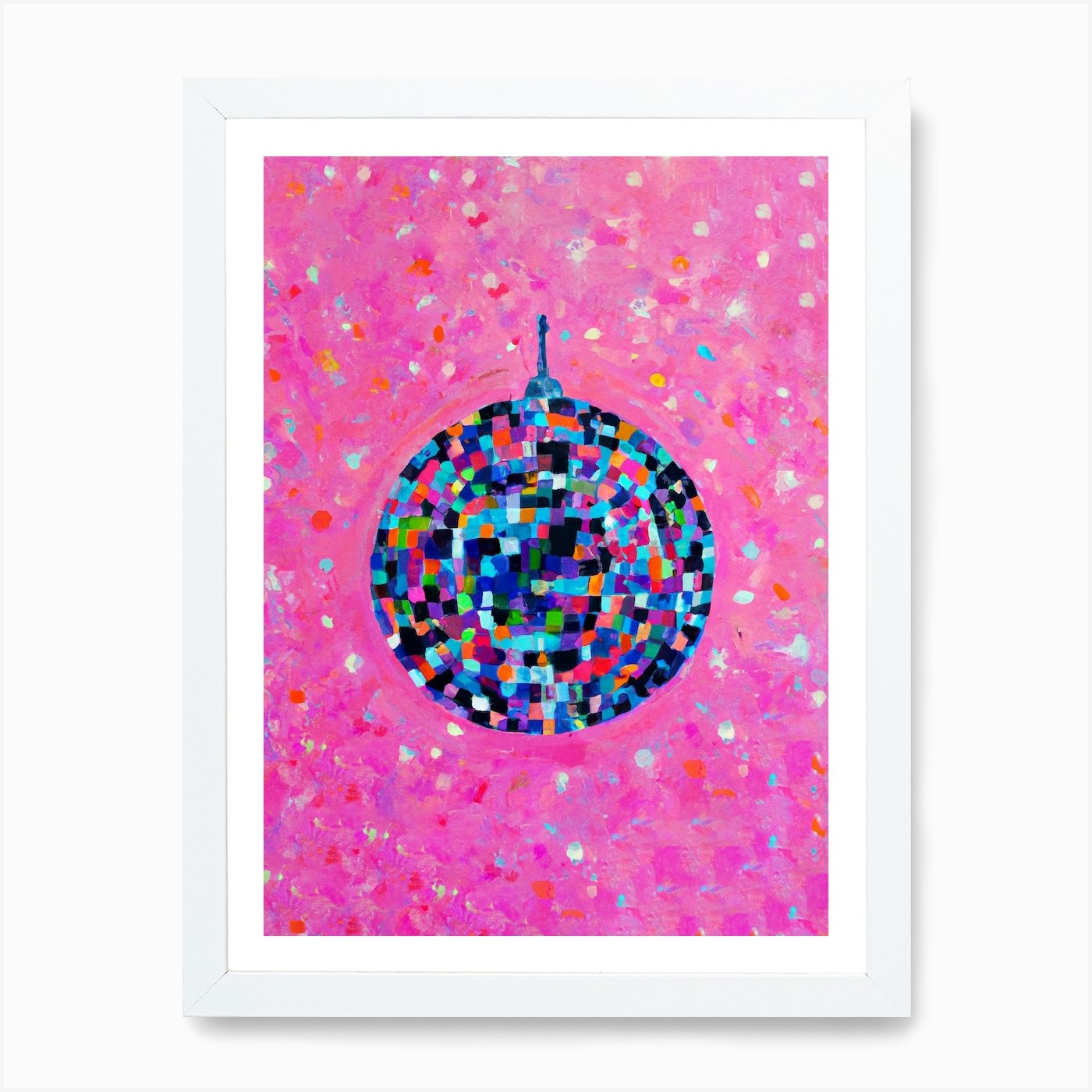 Pink Lady Disco Ball Painting Paper Print – Ashley Treece