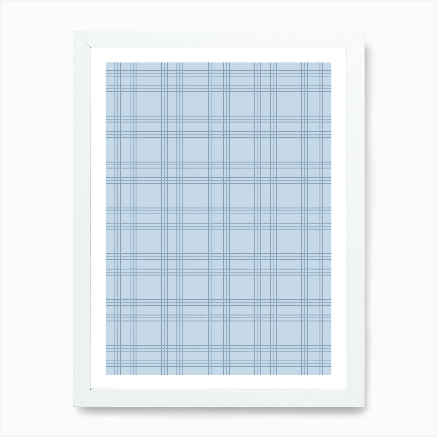 Light Blue Gingham Art Print Framed Wall Art Poster Canvas Print Picture