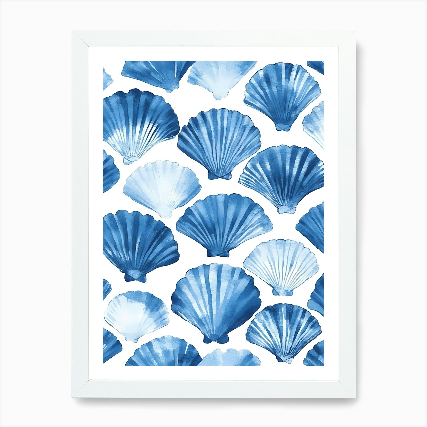 Blue Seashells Art Print Framed Wall Art Poster Canvas Print Picture - Picture 3 of 4