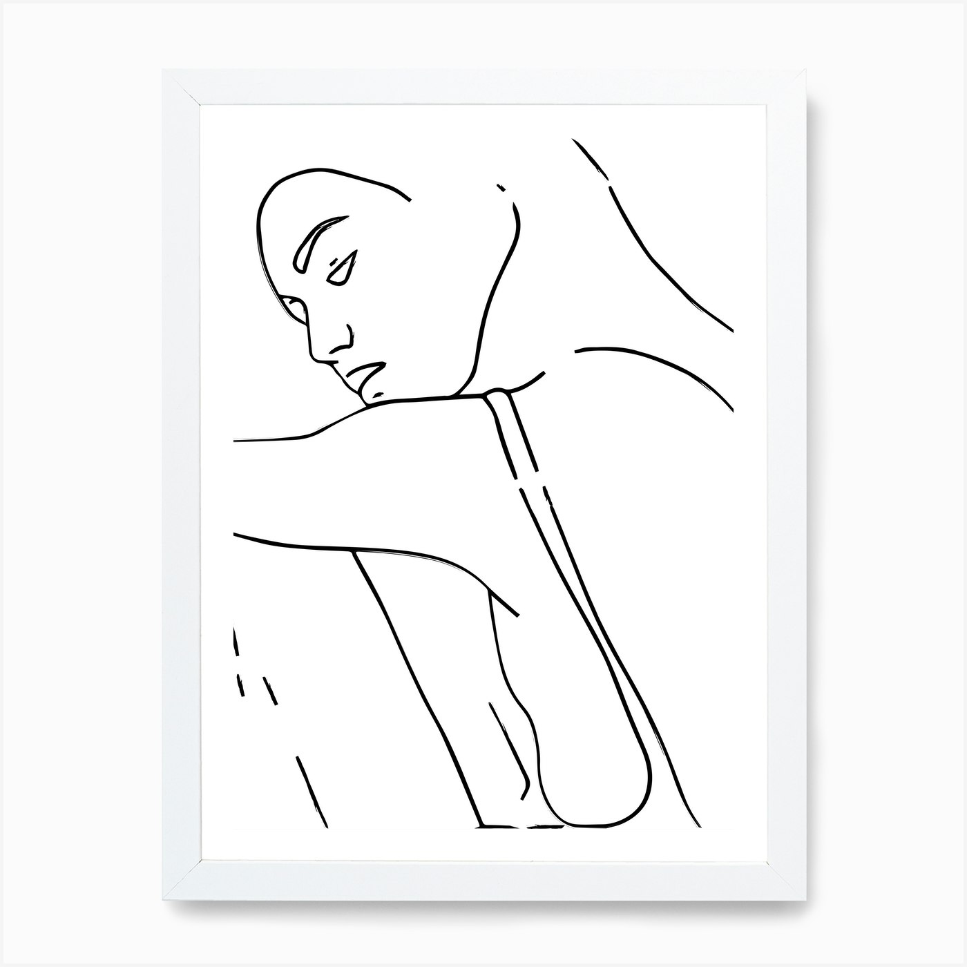 woman outline black and white art print by mambo fy