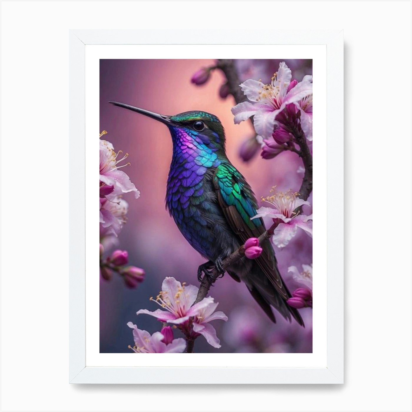 Hummingbird Art Print Framed Wall Art Poster Canvas Print Picture - Picture 3 of 4