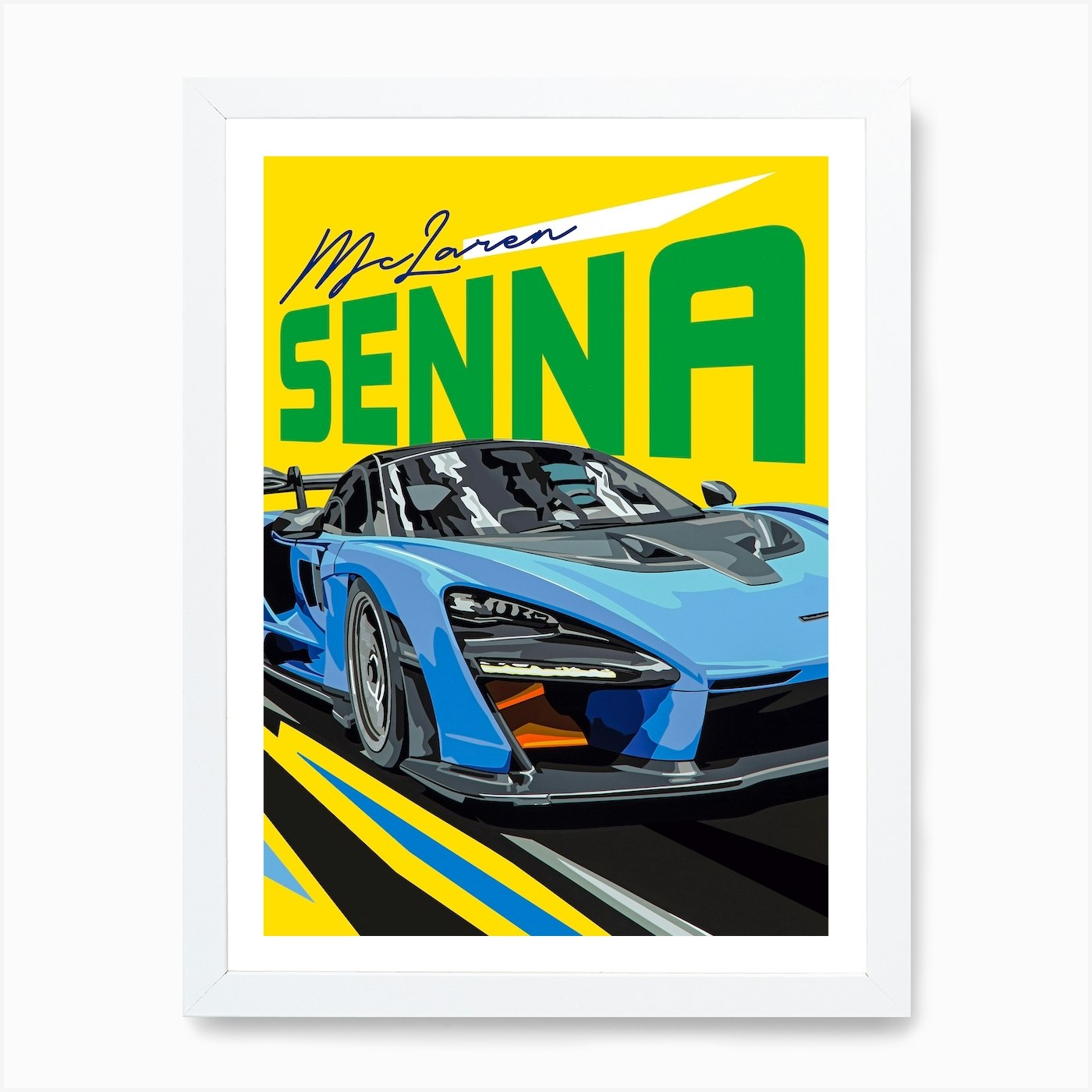 Mclaren Senna Brazil Art Print Framed Wall Art Poster Canvas Print Picture - Picture 3 of 4