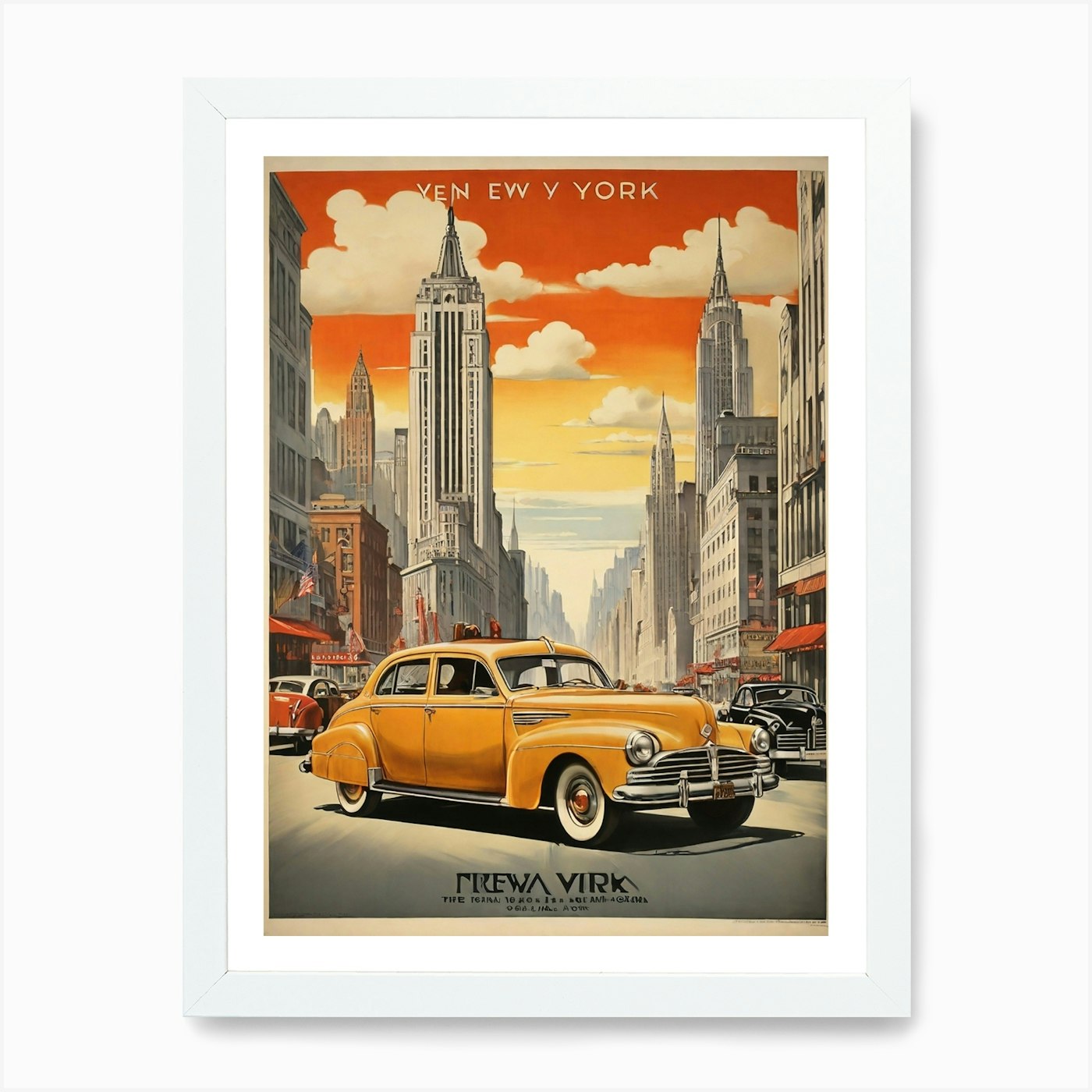 Póster de viaje vintage arte de Nueva York enmarcado arte de pared póster lienzo impresión imagen - Imagen 3 de 4