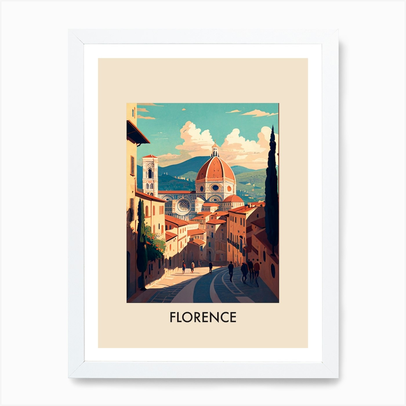 tidevand Jeg vil have Rindende Florence 1 Vintage Travel Poster Art Print by Fusion Designs - Fy