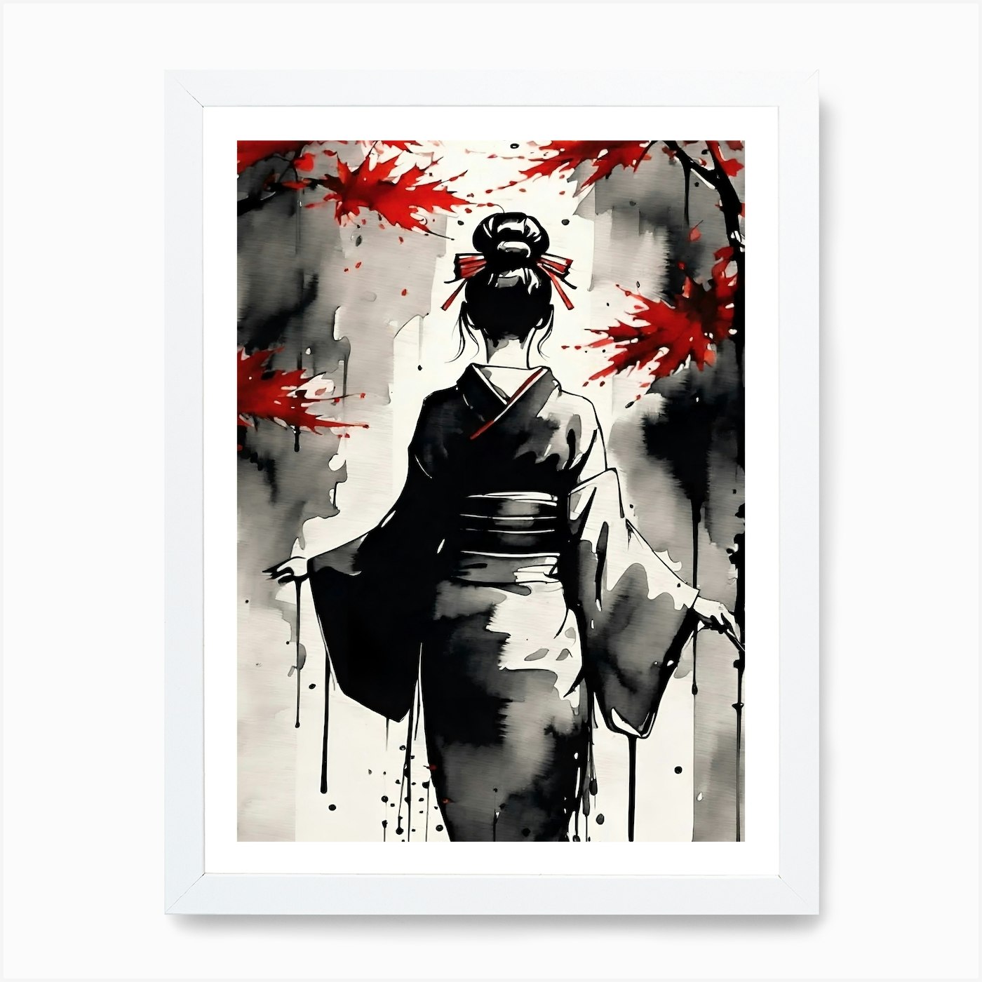 Geisha Painting 2 Art Print Framed Wall Art Poster Canvas Print Picture - Picture 3 of 4