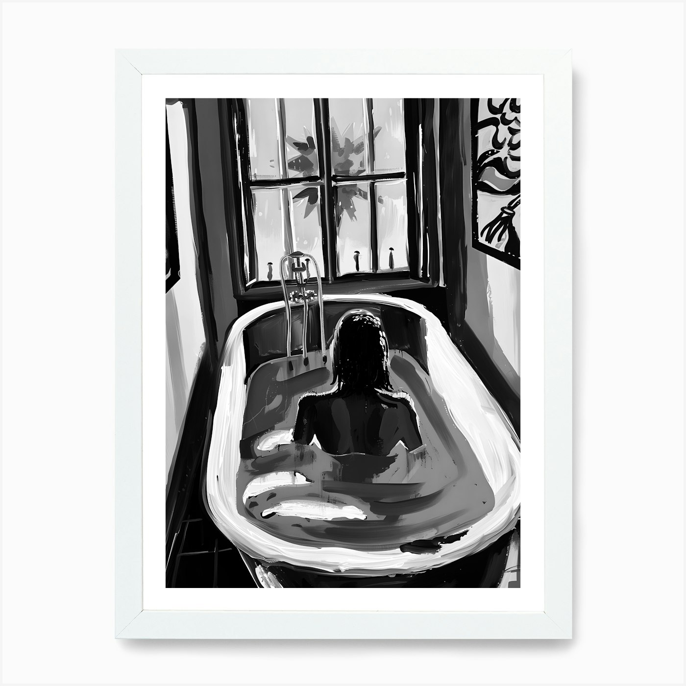 Woman In A Bathtub 1 Art Print Fram Framed Wall Art Poster Canvas Print Picture