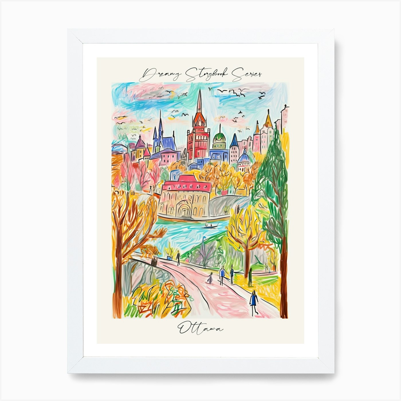 Poster Of Ottawa, Dreamy Storybook Framed Wall Art Poster Canvas Print Picture - Picture 3 of 4