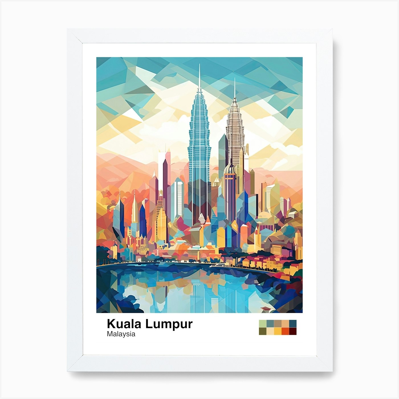 Kuala Lumpur, Malaysia, Geometric 1 Illustration by - Fy Print Art Geometric Poster Wonders Gallery