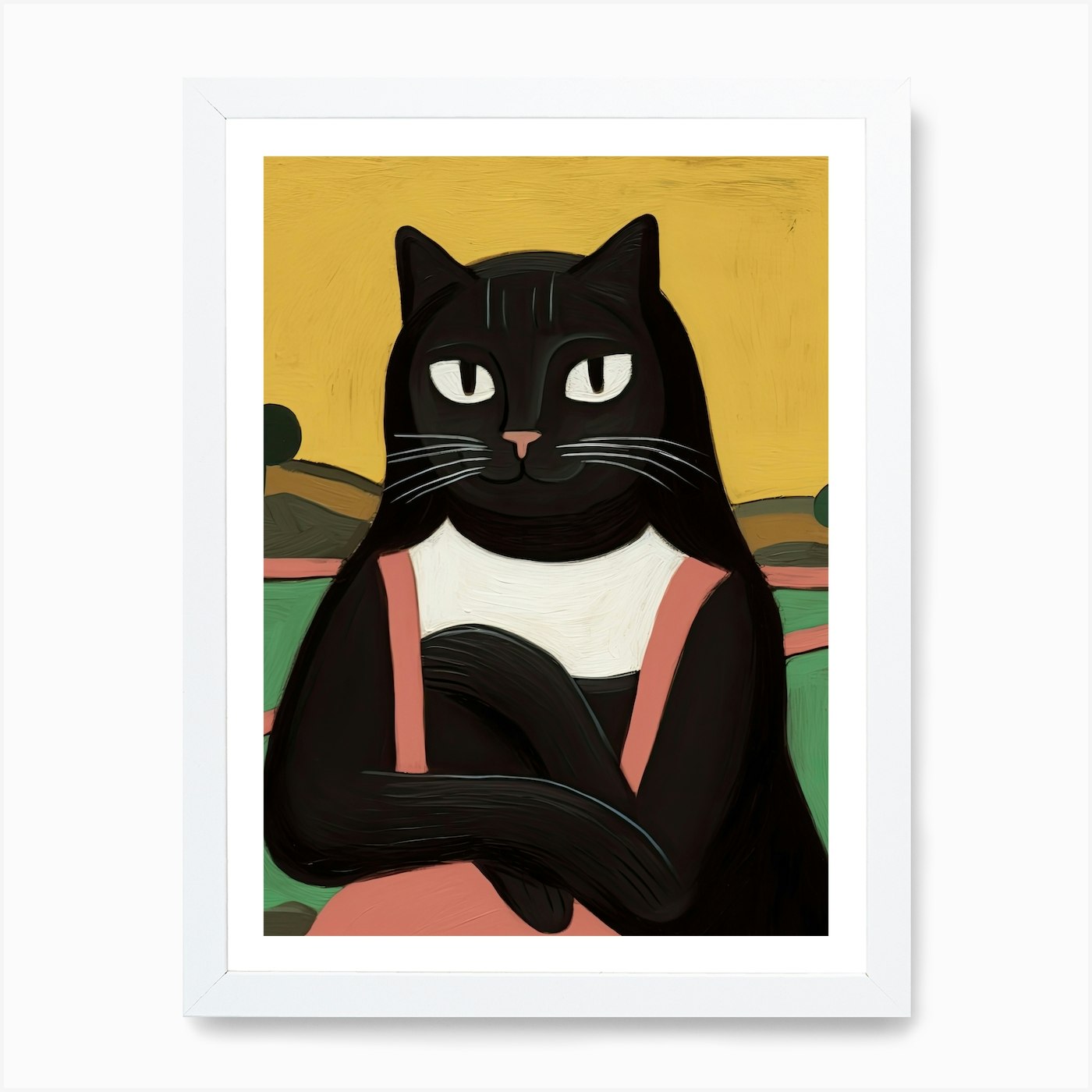 La Mona Lisa, schwarze Katze, Gioconda L gerahmtes Wandbild Poster Leinwanddruck Bild - Bild 3 von 4