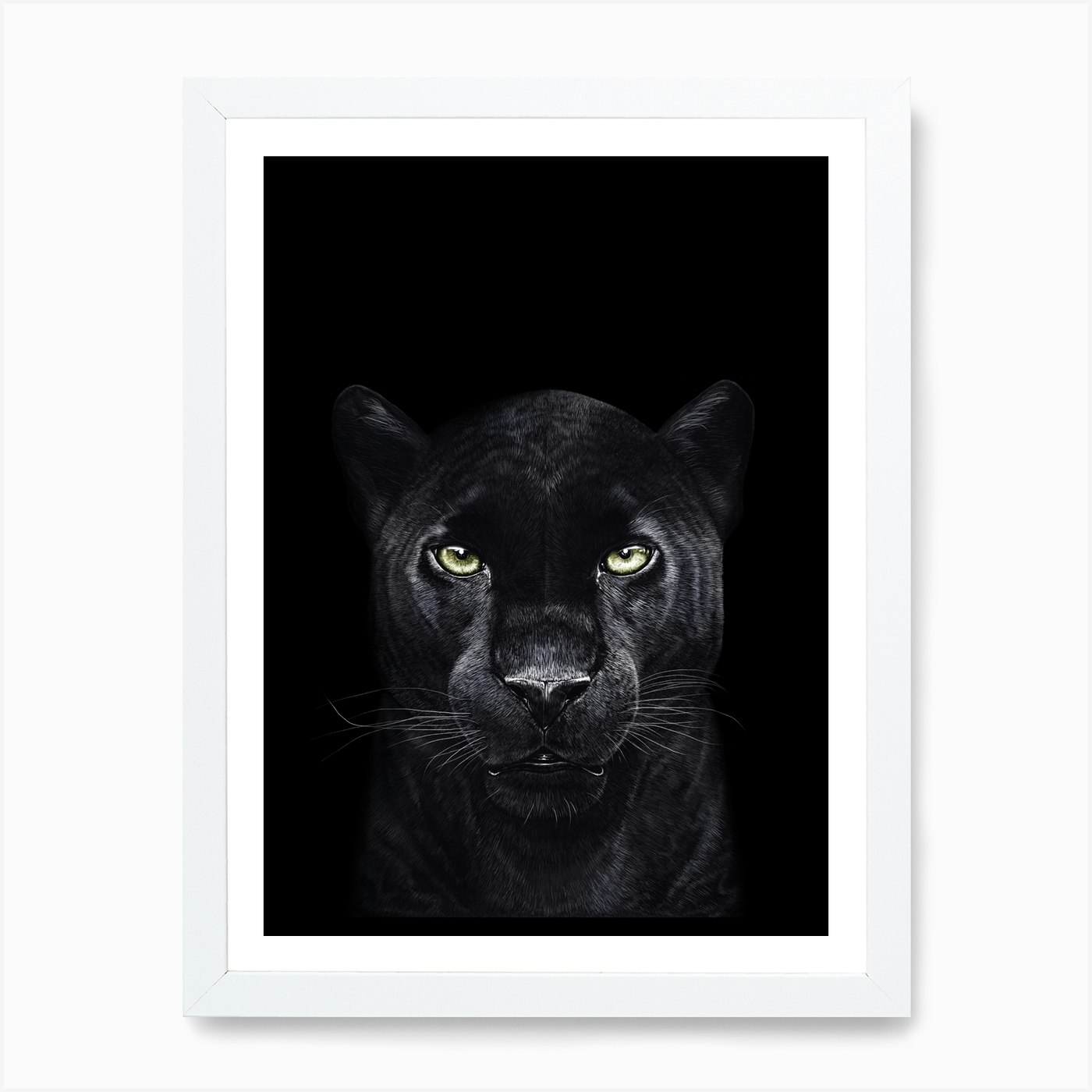 Black Panther on Black Art Print by Valeriya Korenkova - Fy