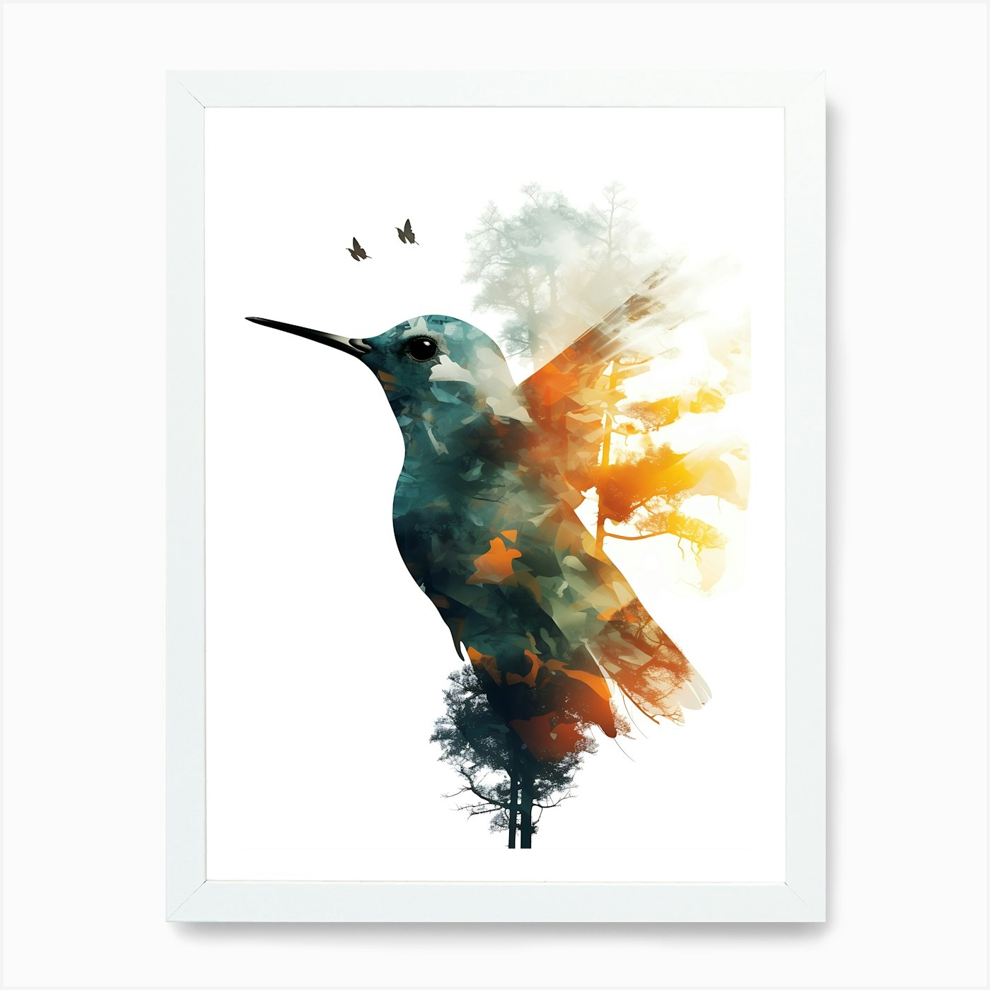 Hummingbird Art Print Framed Wall Art Poster Canvas Print Picture - Picture 3 of 4