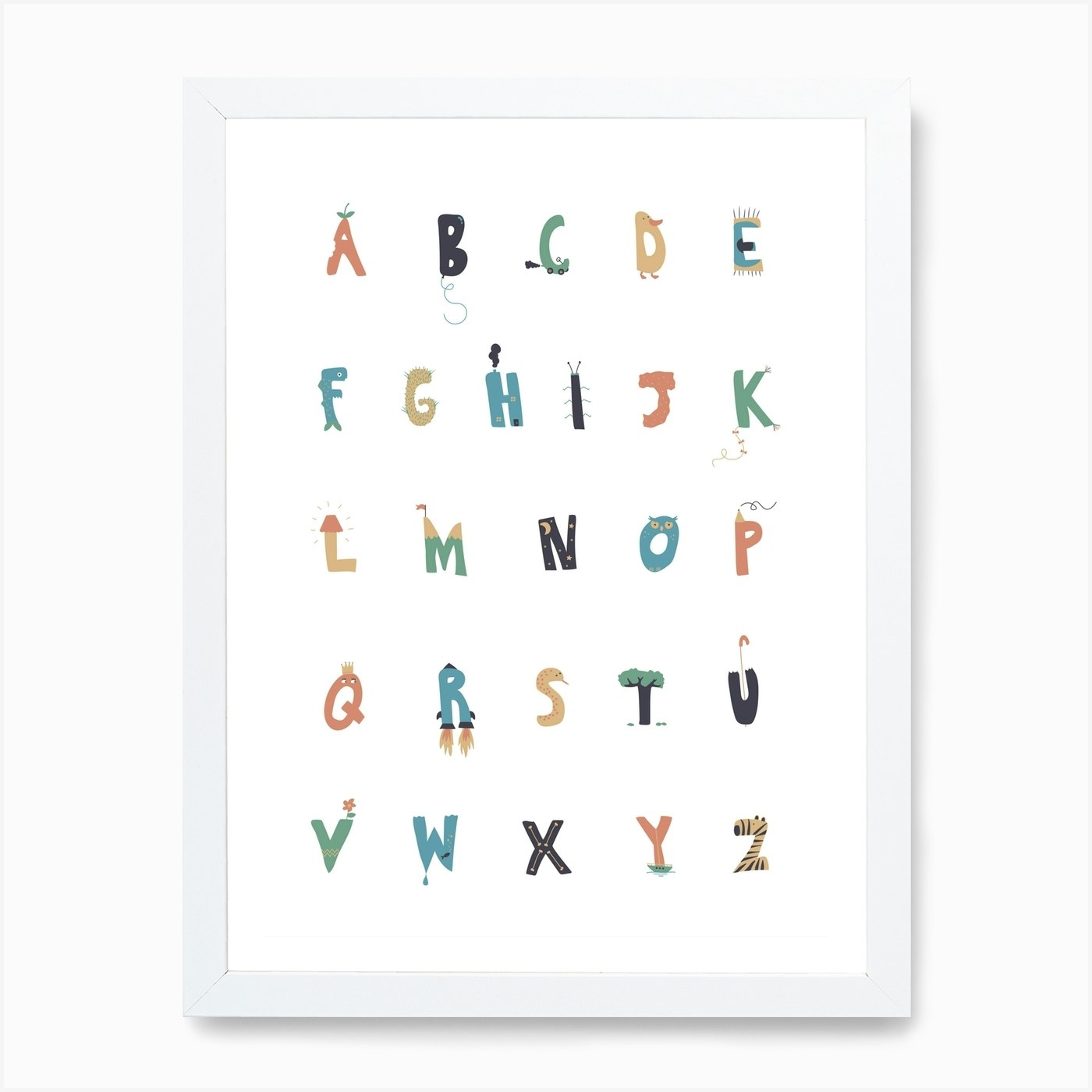 Apple To Zebra Alphabet Art Print by Kid of the Village - Fy