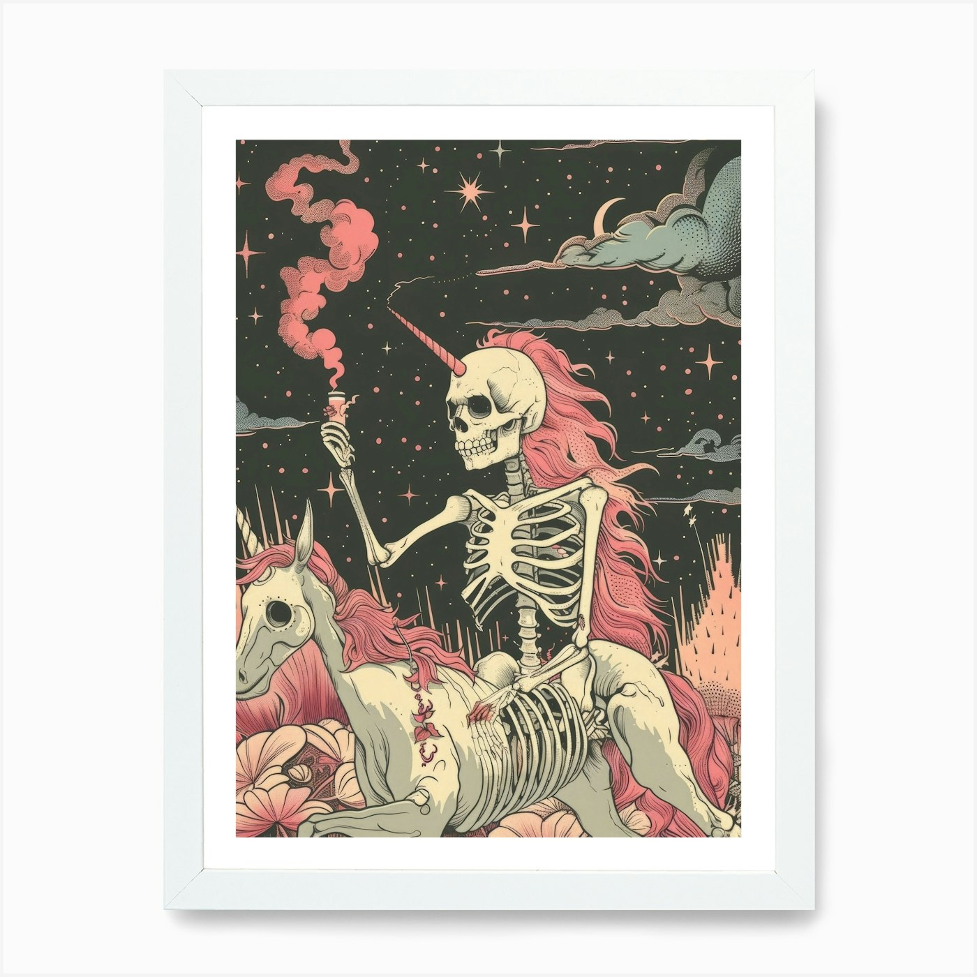 Unicorns And Skeletons Art Print Fr Framed Wall Art Poster Canvas Print Picture - Picture 3 of 4