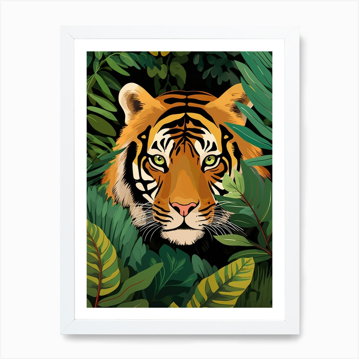 Tiger In The Jungle 4 Art Print Framed Wall Art Poster Canvas Print Picture - Picture 3 of 4
