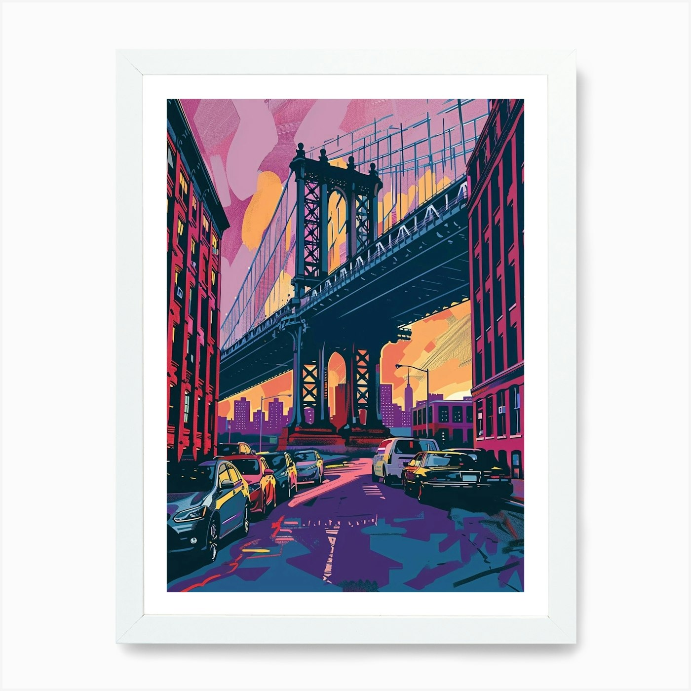Dumbo Down Under The Manhattan Brid Framed Wall Art Poster Canvas Print Picture - Picture 3 of 4