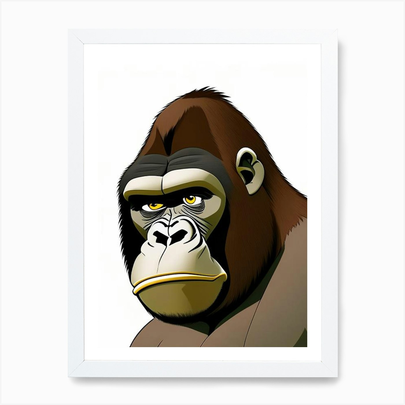 Gorilla With Thinking Face, Gorillas Scandi Cartoon Art Print by Primate  Prints - Fy