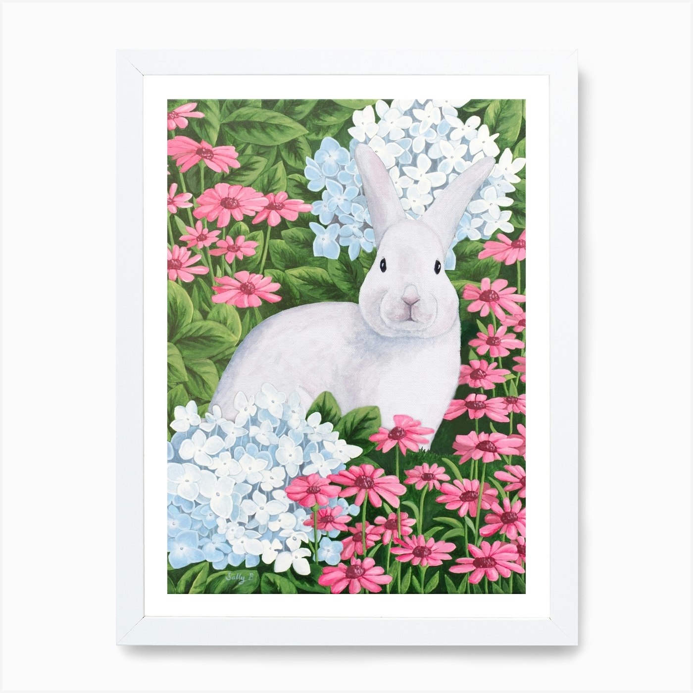 Rabbit In Garden Art Print By Sally B Fy