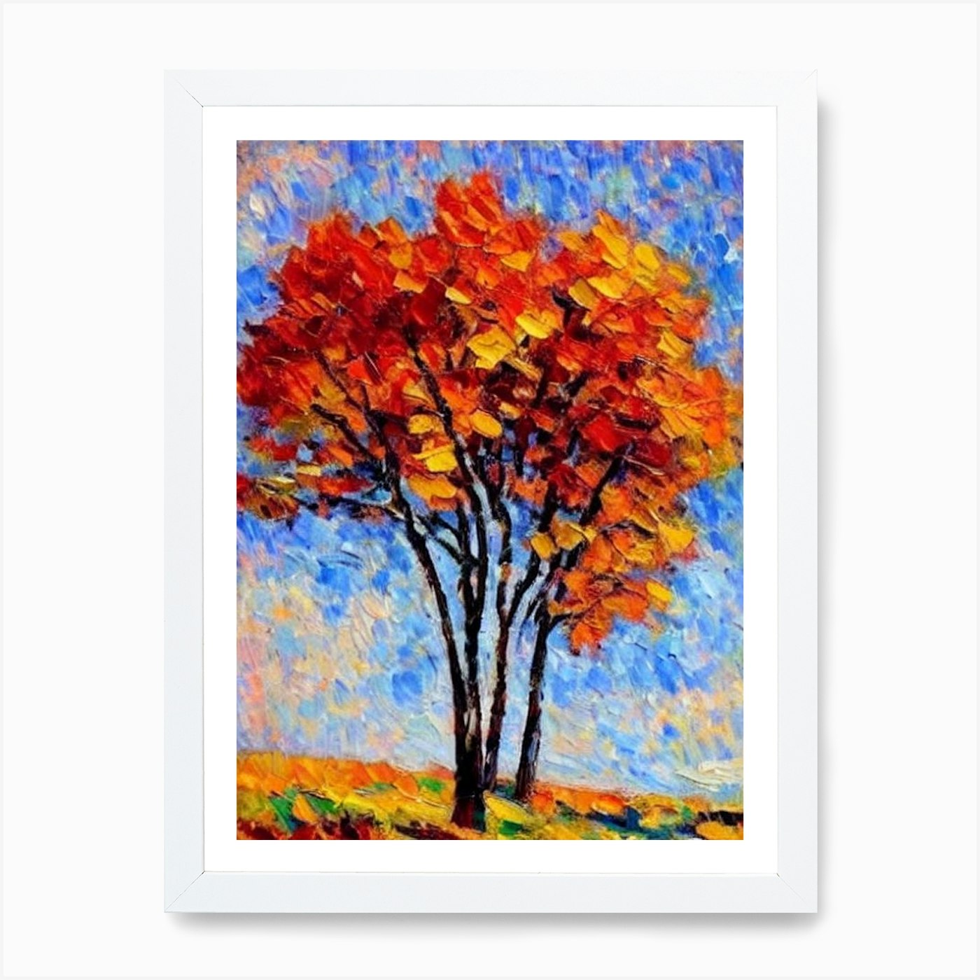 Birch tree Abstract Block Colour Ar Framed Wall Art Poster Canvas Print Picture - Picture 3 of 4