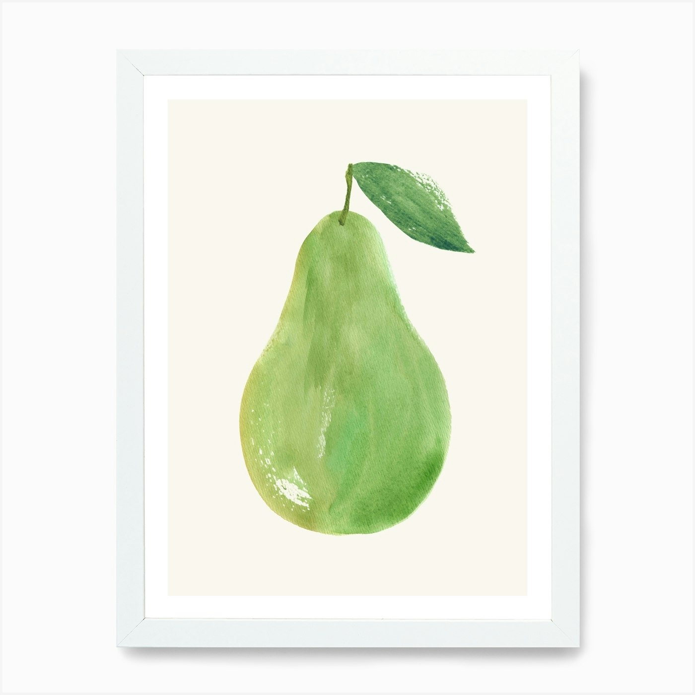 Pintura de acuarela verde pera fruta enmarcada arte de pared póster lienzo impresión cuadro - Imagen 3 de 4